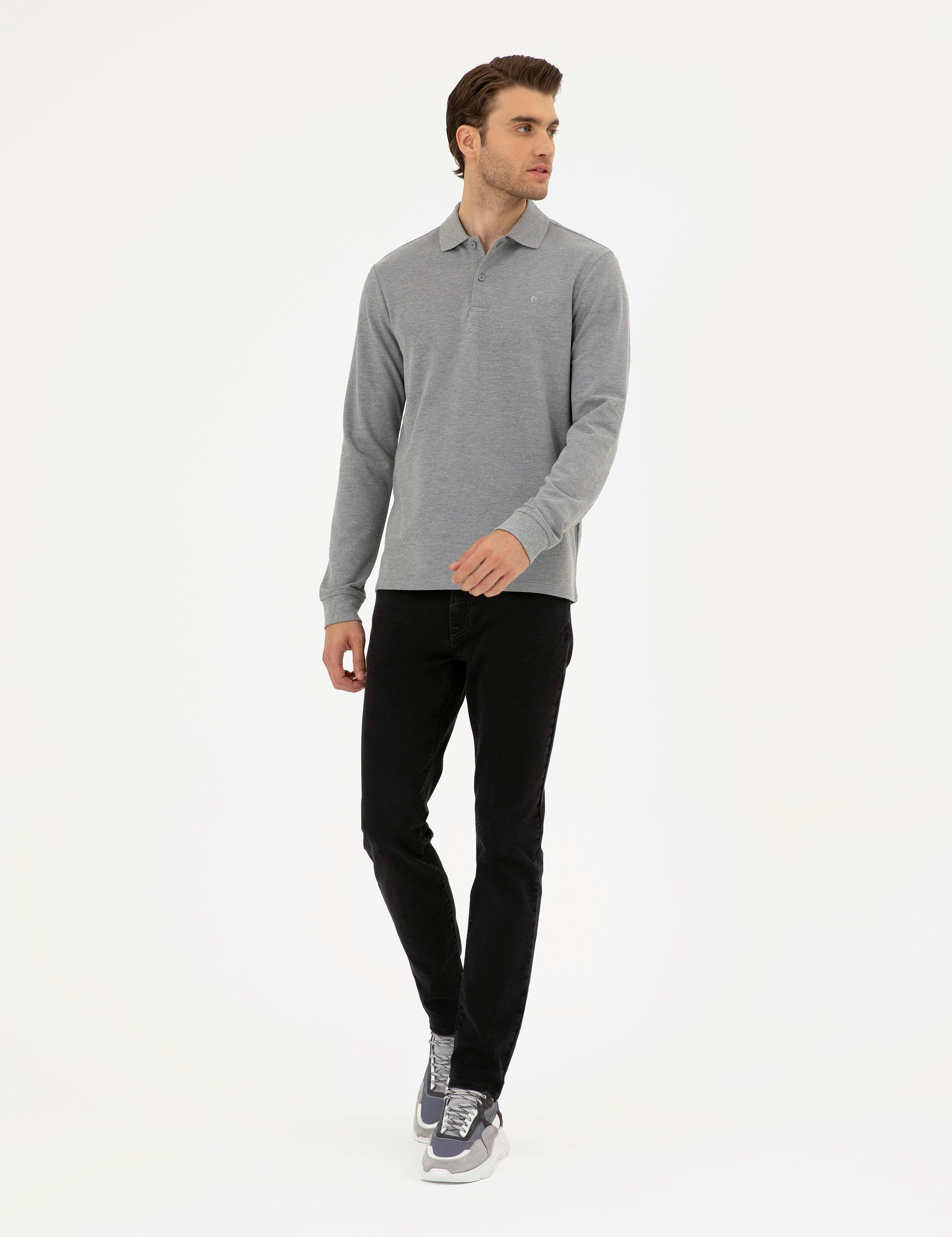 Gri Melanj Slim Fit Basic Sweatshirt