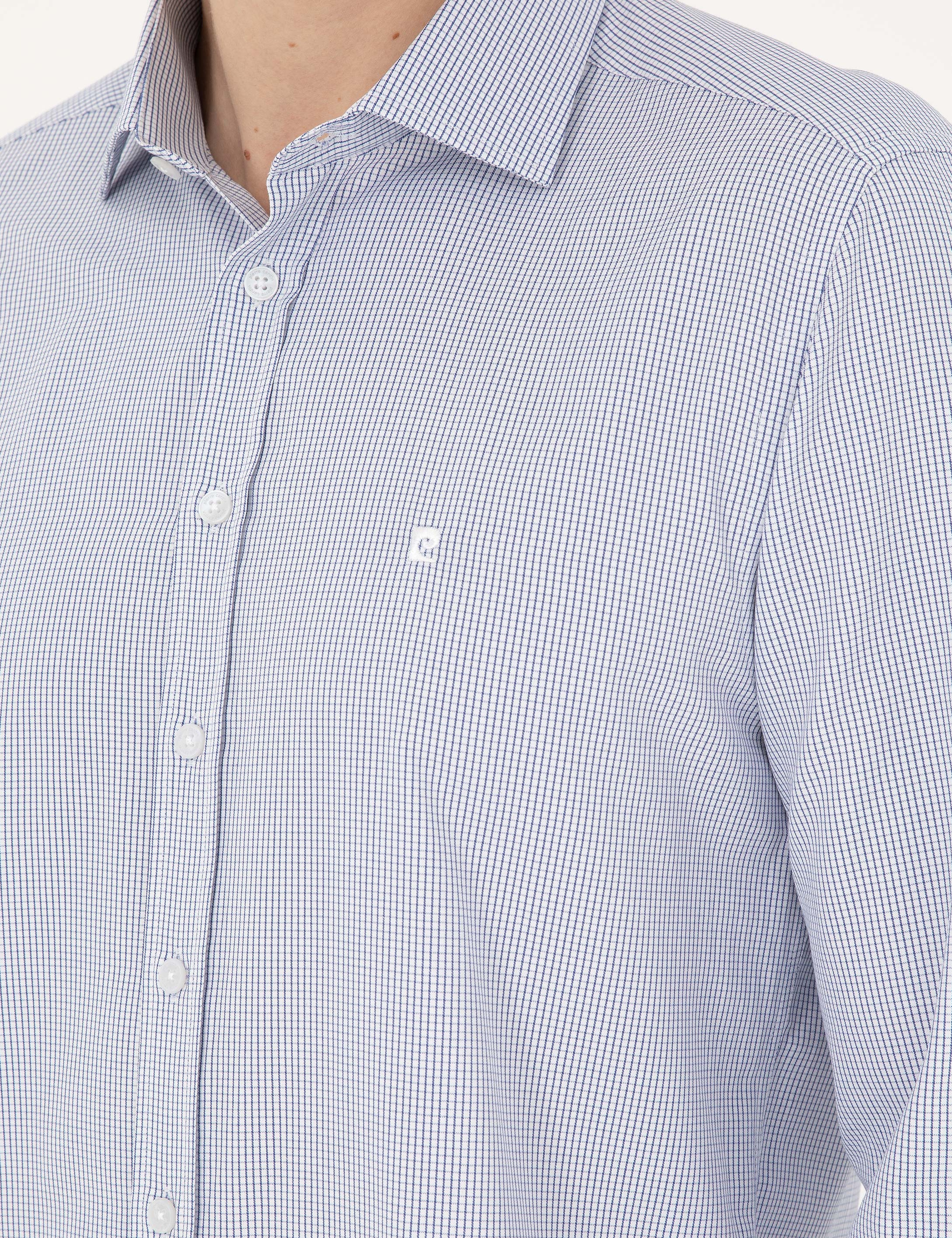 Açık Mavi Slim Fit Uzun Kollu Gömlek - Image 7