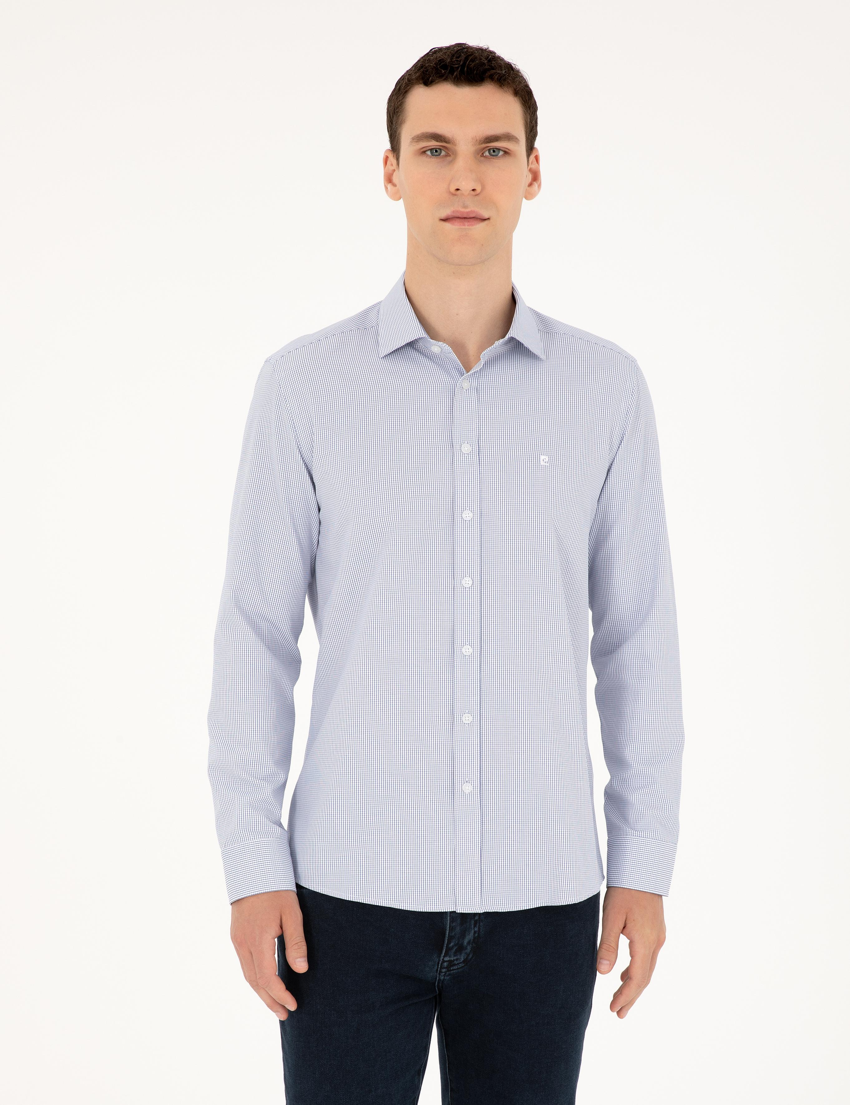 Açık Mavi Slim Fit Uzun Kollu Gömlek