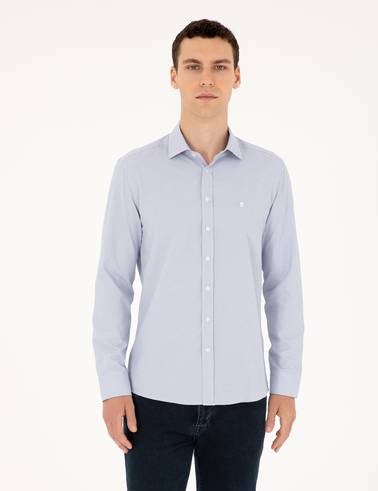 Açık Mavi Slim Fit Uzun Kollu Gömlek