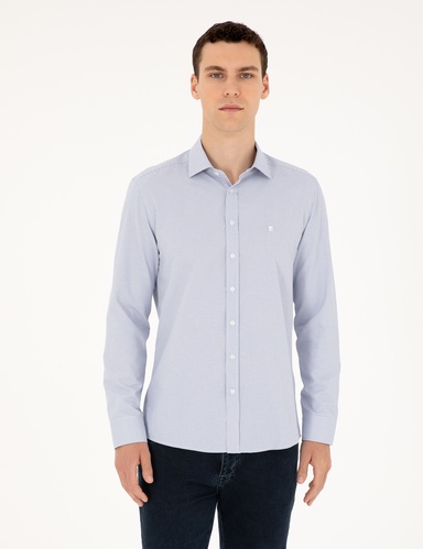 Açık Mavi Slim Fit Uzun Kollu Gömlek