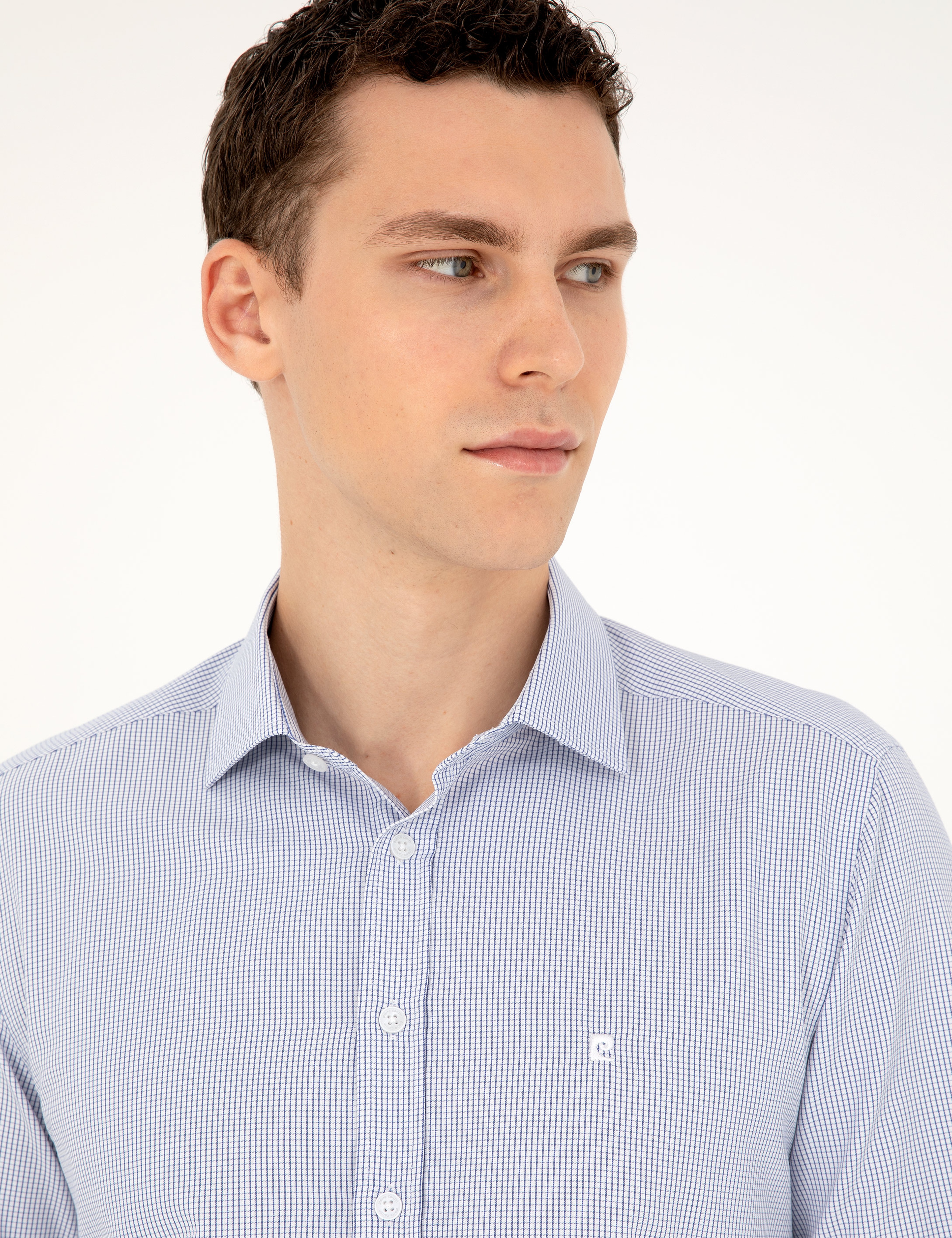Açık Mavi Slim Fit Uzun Kollu Gömlek - Image 2