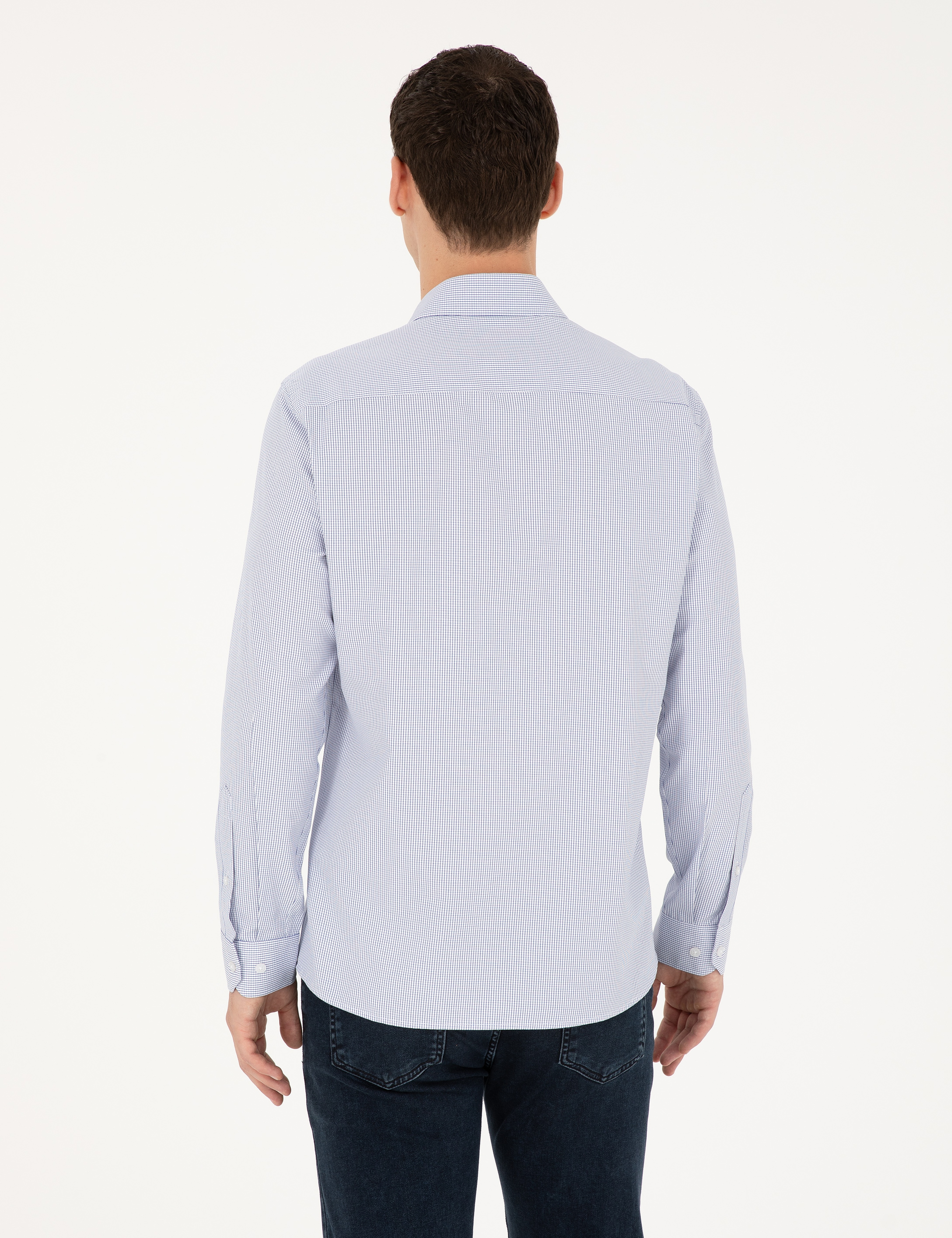 Açık Mavi Slim Fit Uzun Kollu Gömlek - Image 5
