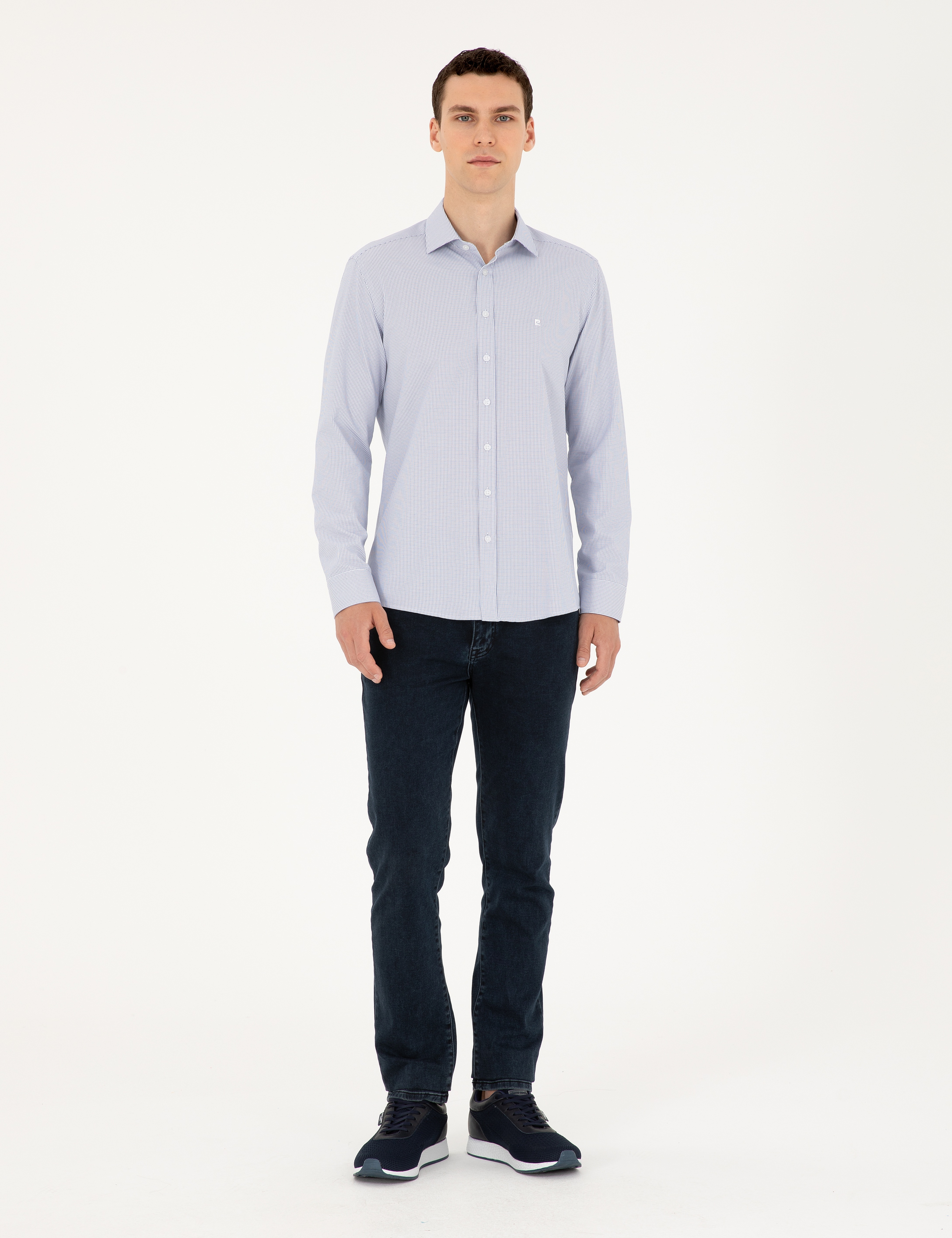 Açık Mavi Slim Fit Uzun Kollu Gömlek - Image 4