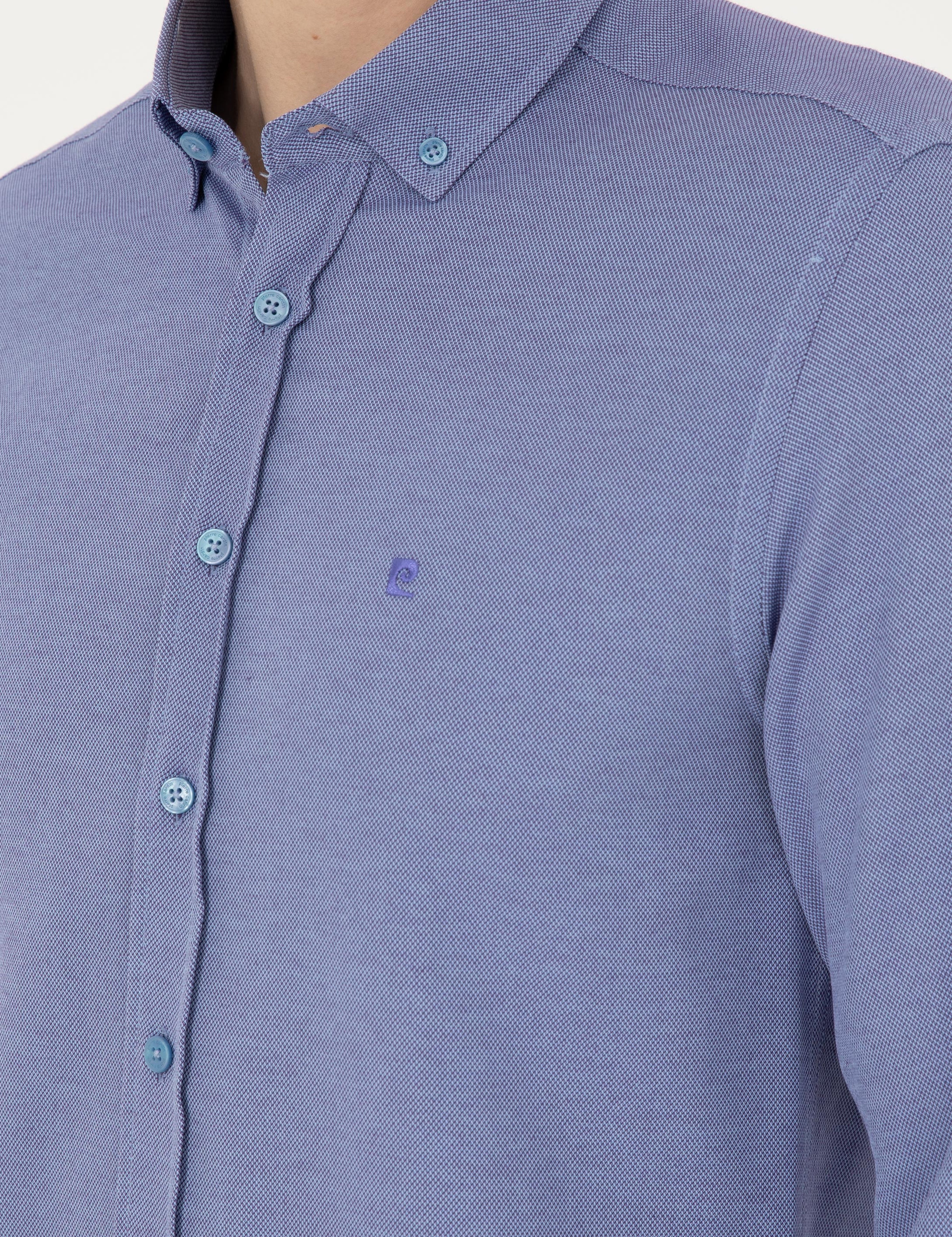 Mavi Oxford Slim Fit Uzun Kollu Gömlek - Image 7