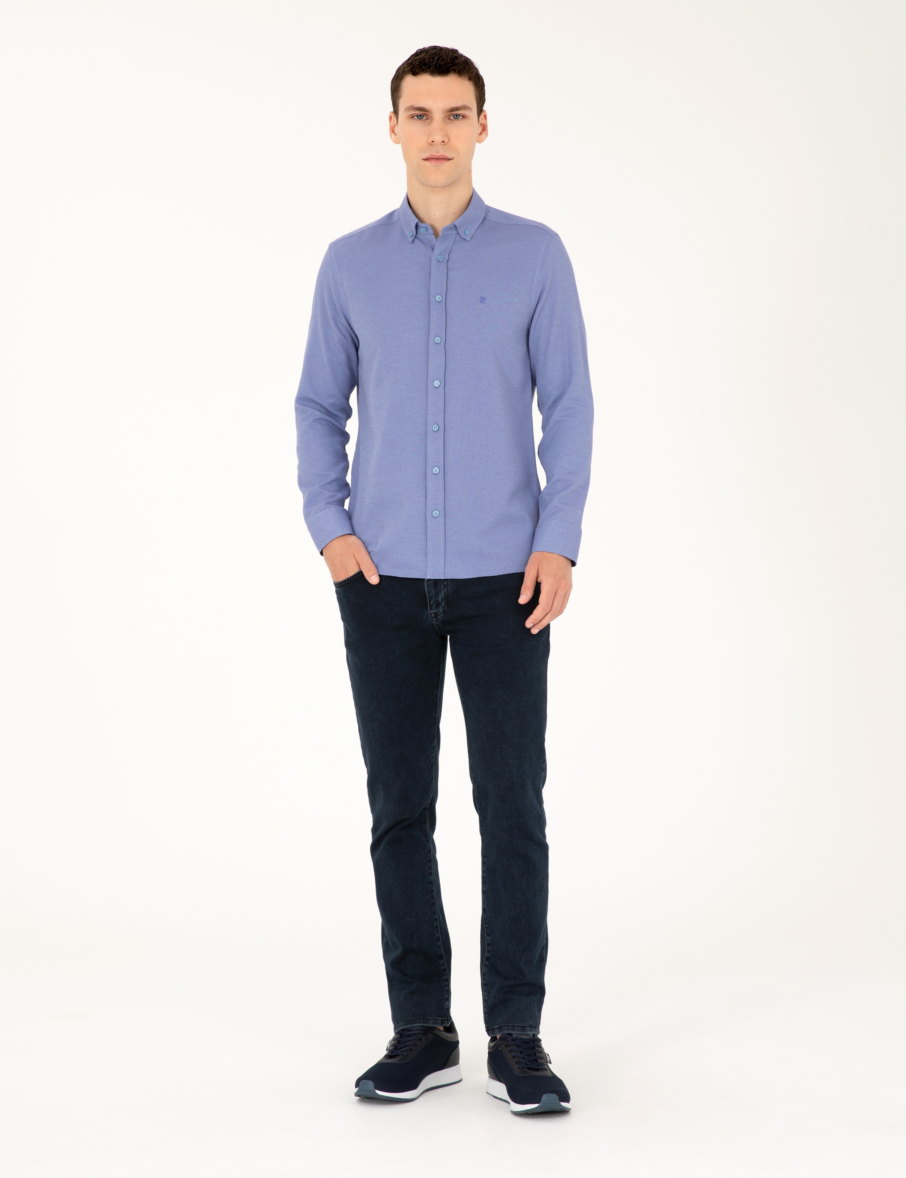 Mavi Oxford Slim Fit Uzun Kollu Gömlek