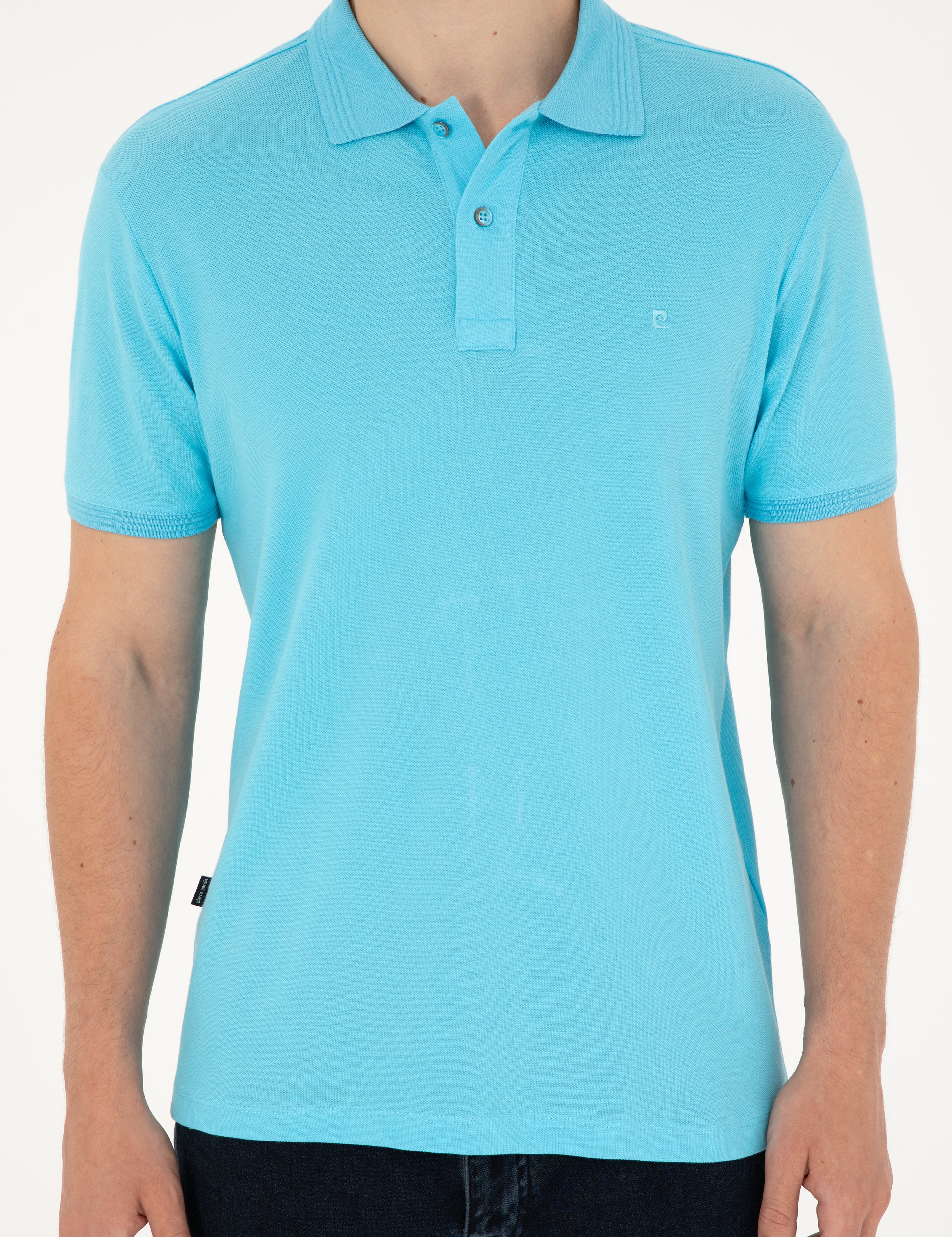 Turkuaz Slim Fit Basic Tişört - Image 6