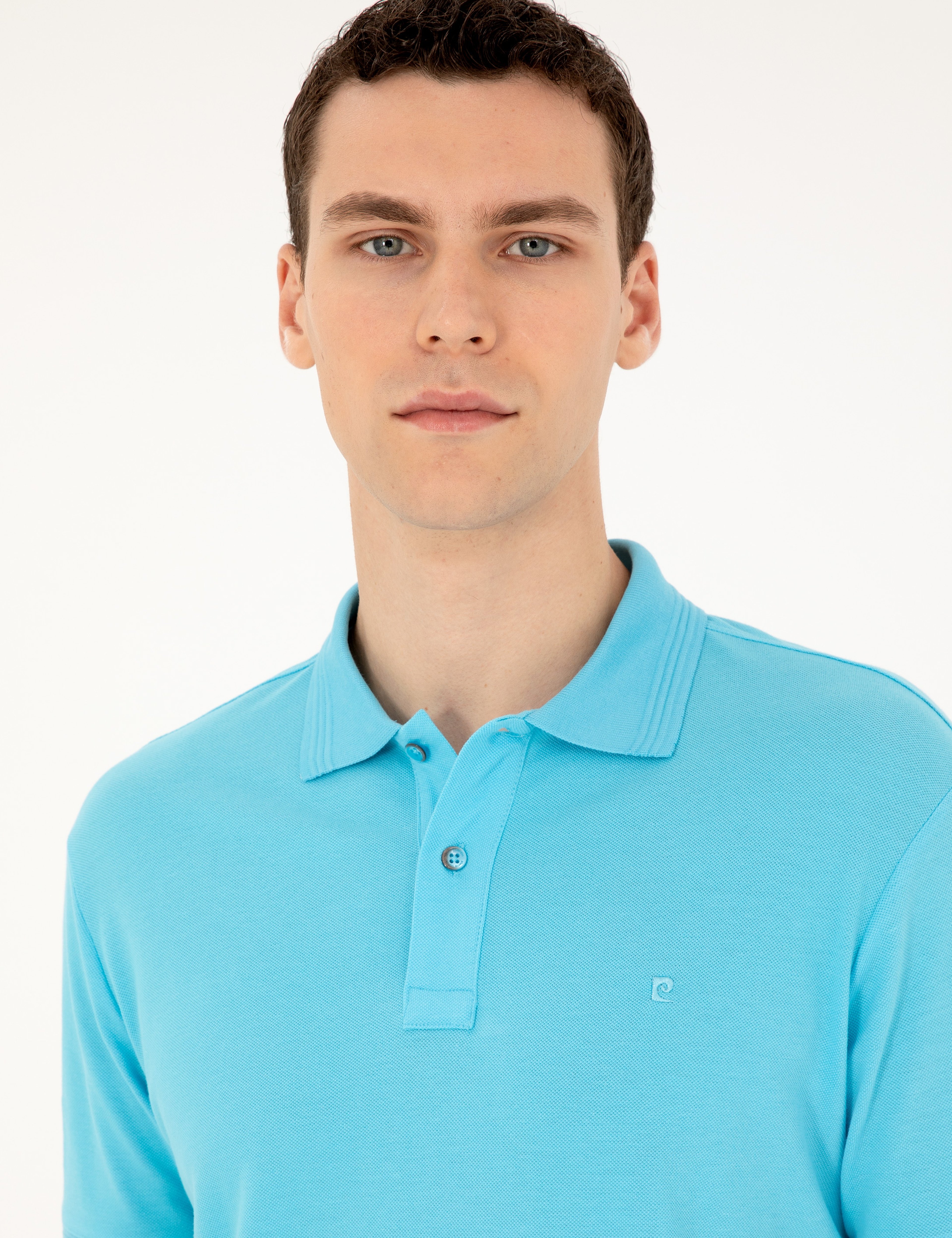 Turkuaz Slim Fit Basic Tişört - Image 2