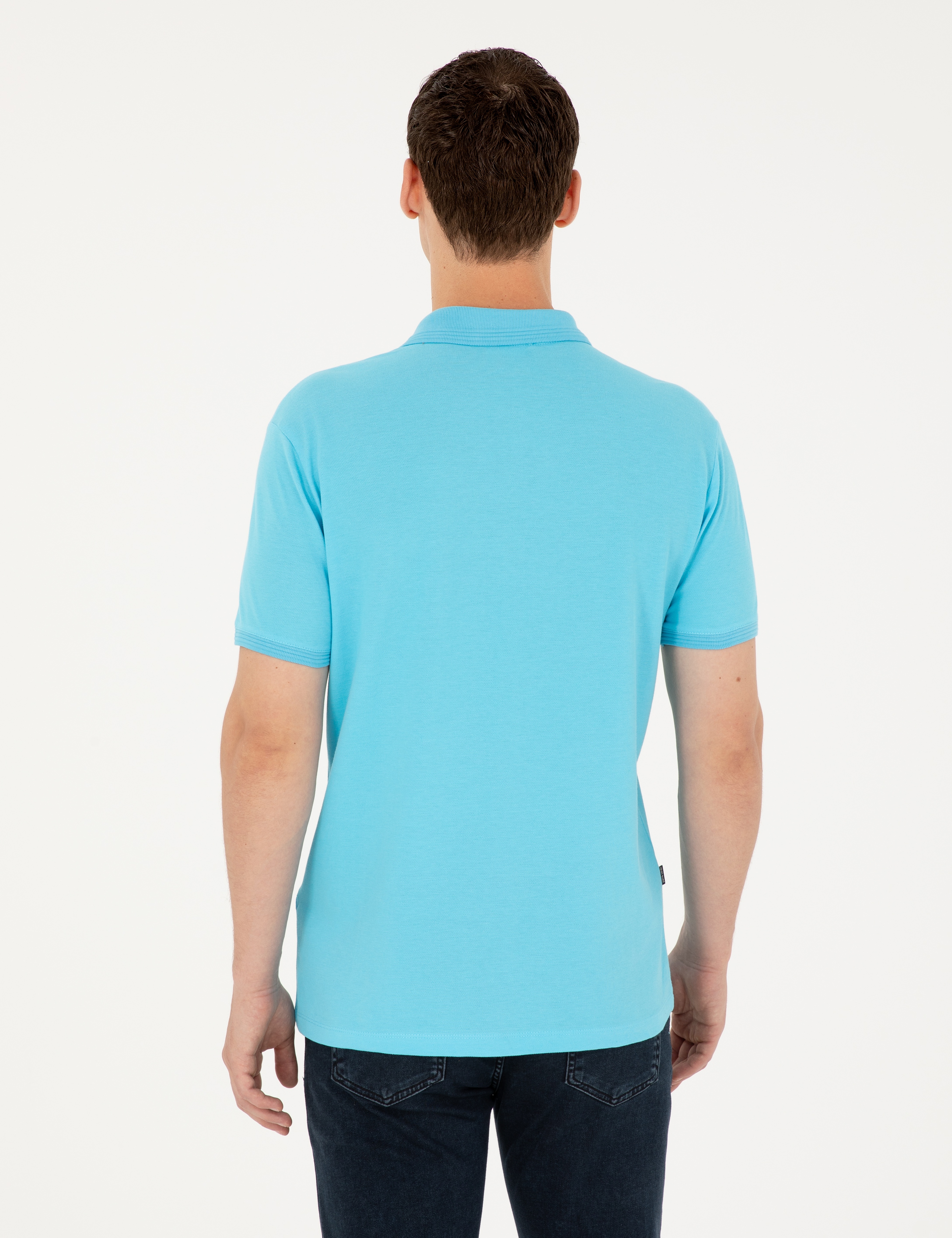 Turkuaz Slim Fit Basic Tişört - Image 5