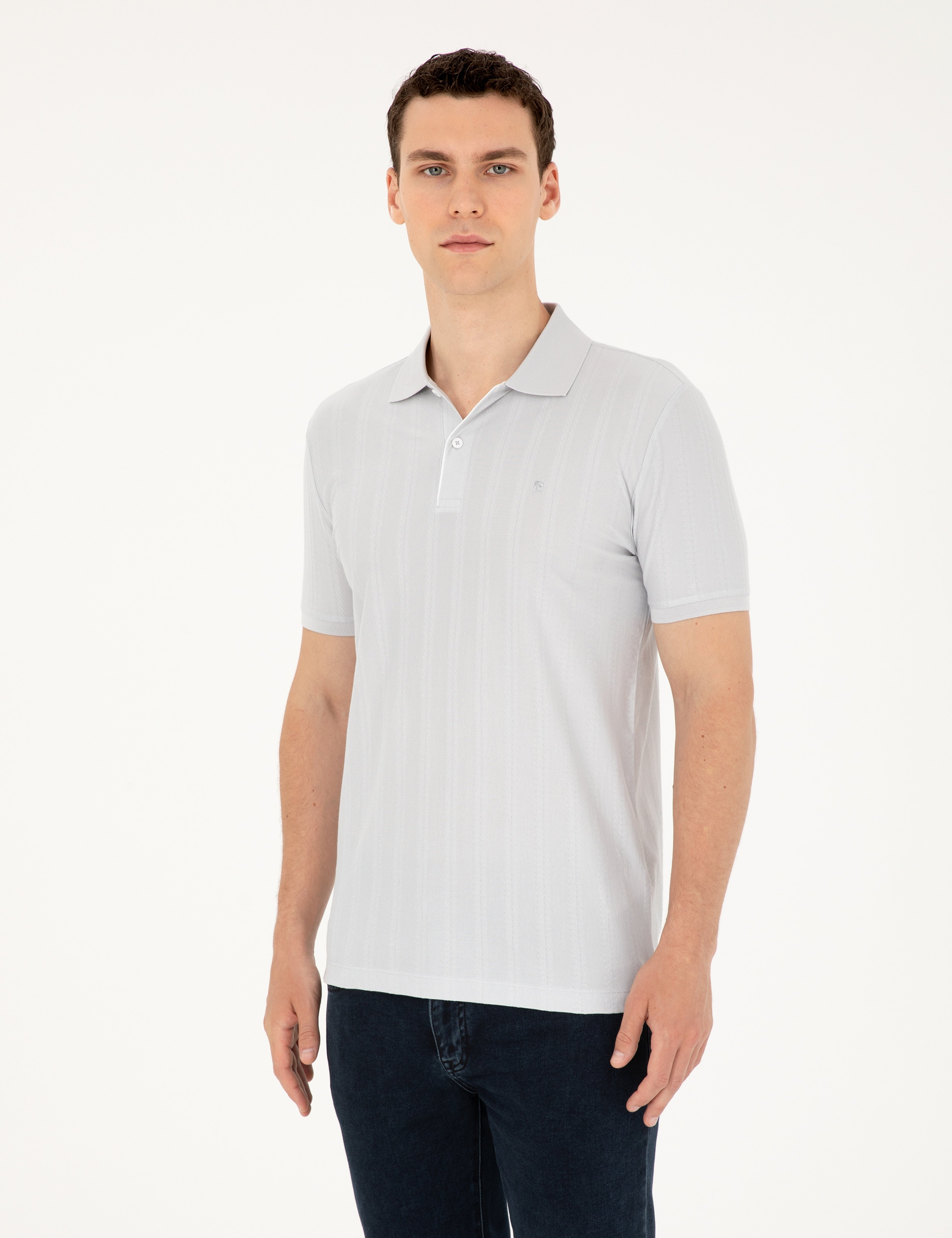 Açık Gri Slim Fit Tişört - Image 1