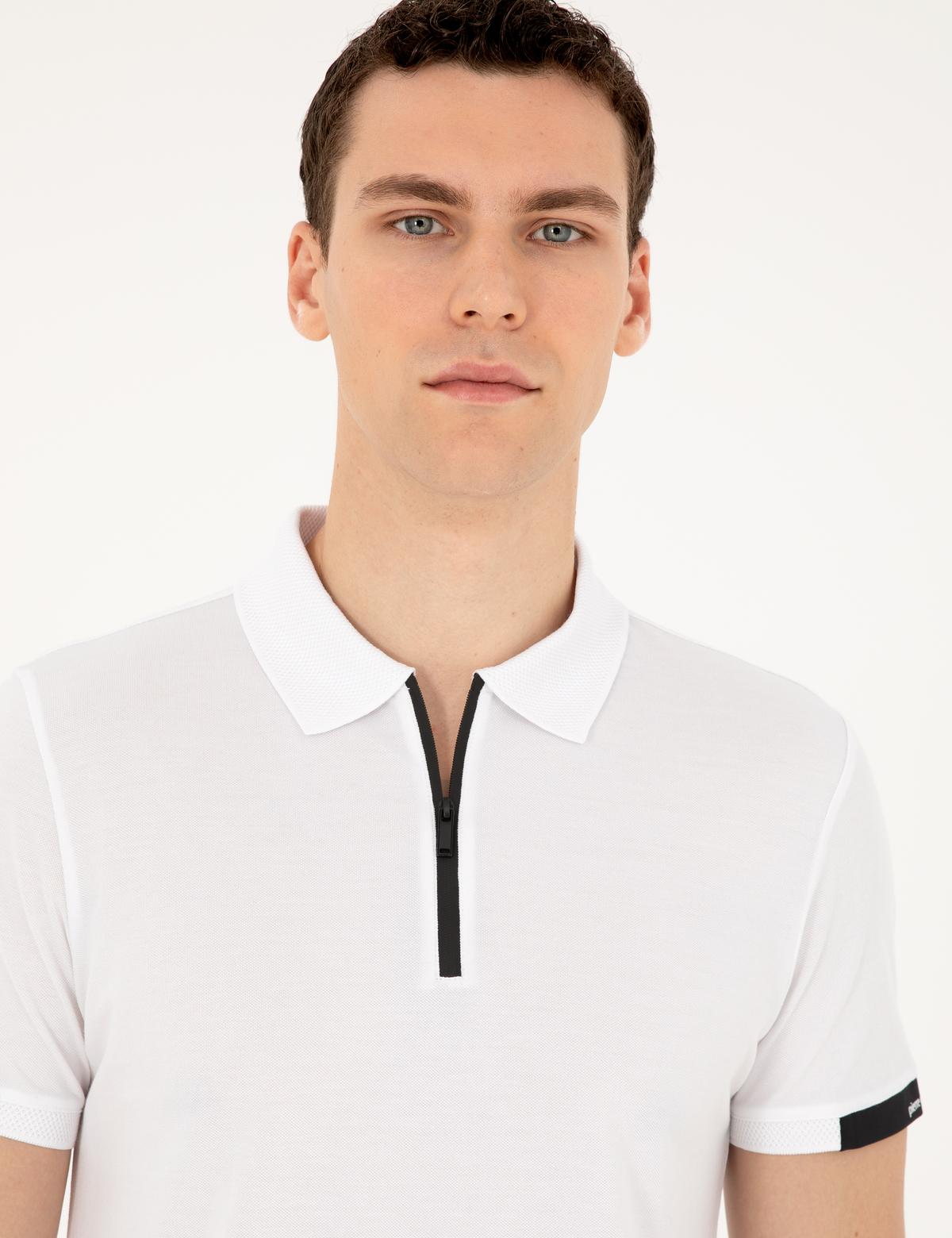 Beyaz Slim Fit Tişört - 50281060017