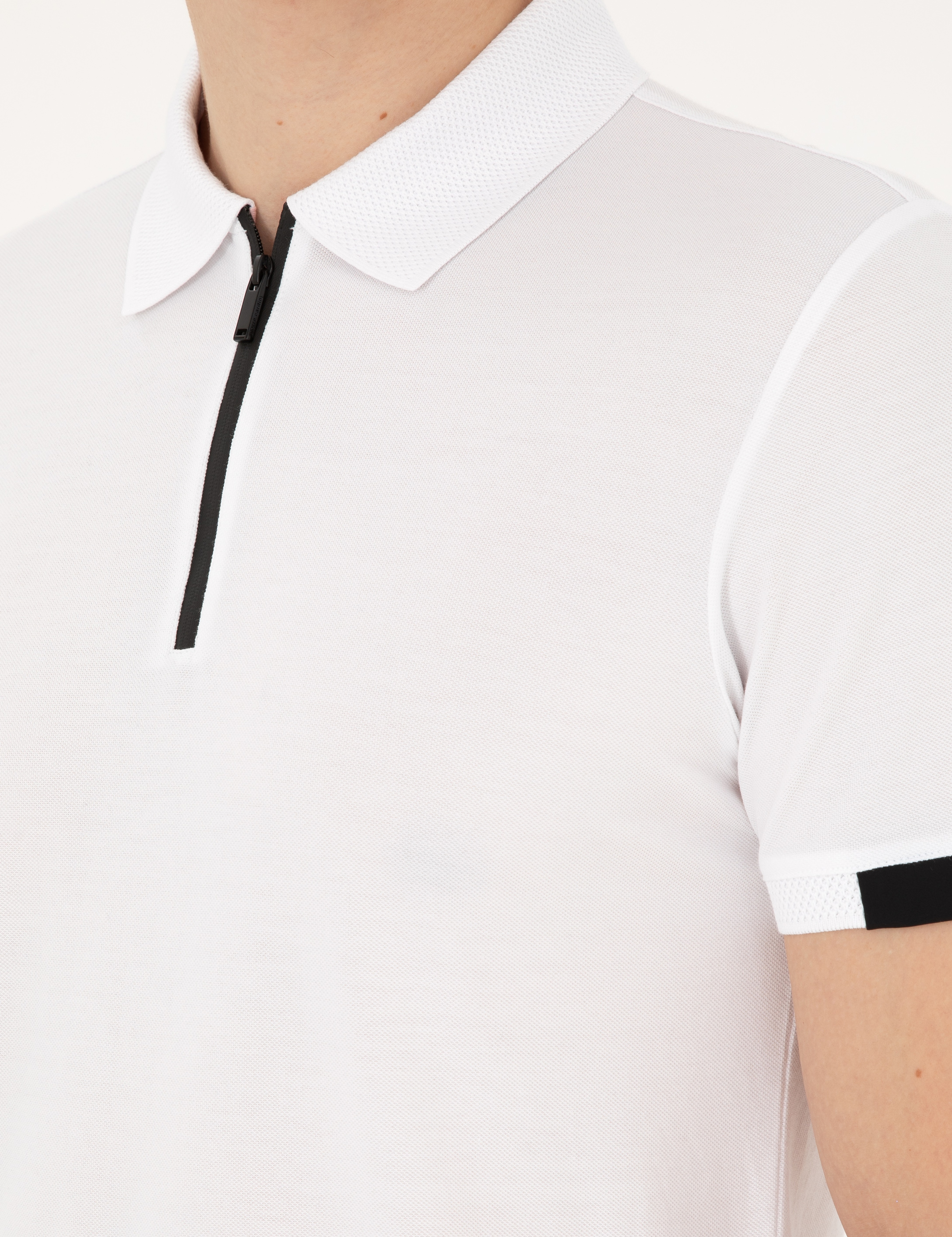 Beyaz Slim Fit Tişört - Image 7