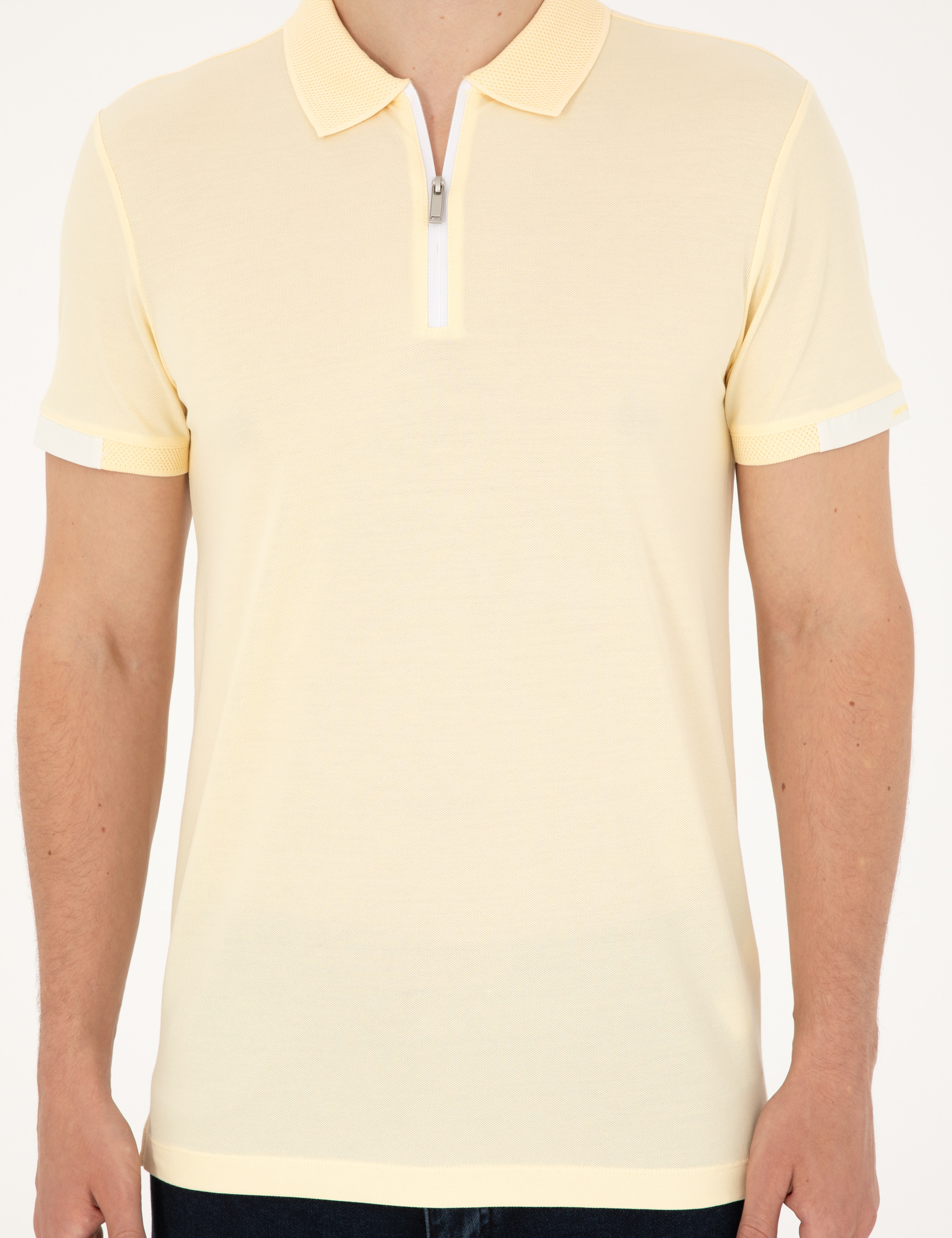 Limon Slim Fit Fermuarlı Polo Yaka Tişört - Image 6