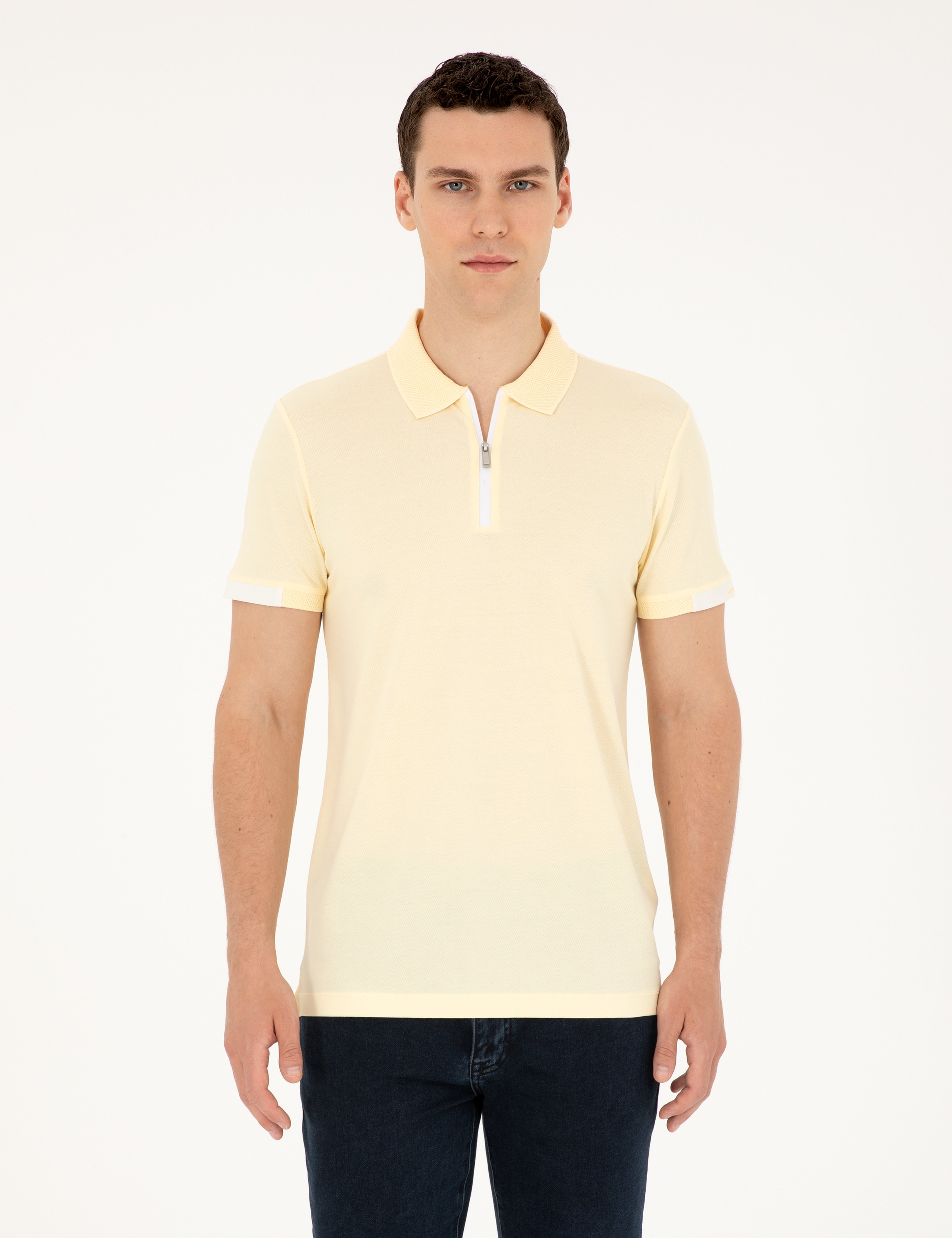 Limon Slim Fit Fermuarlı Polo Yaka Tişört