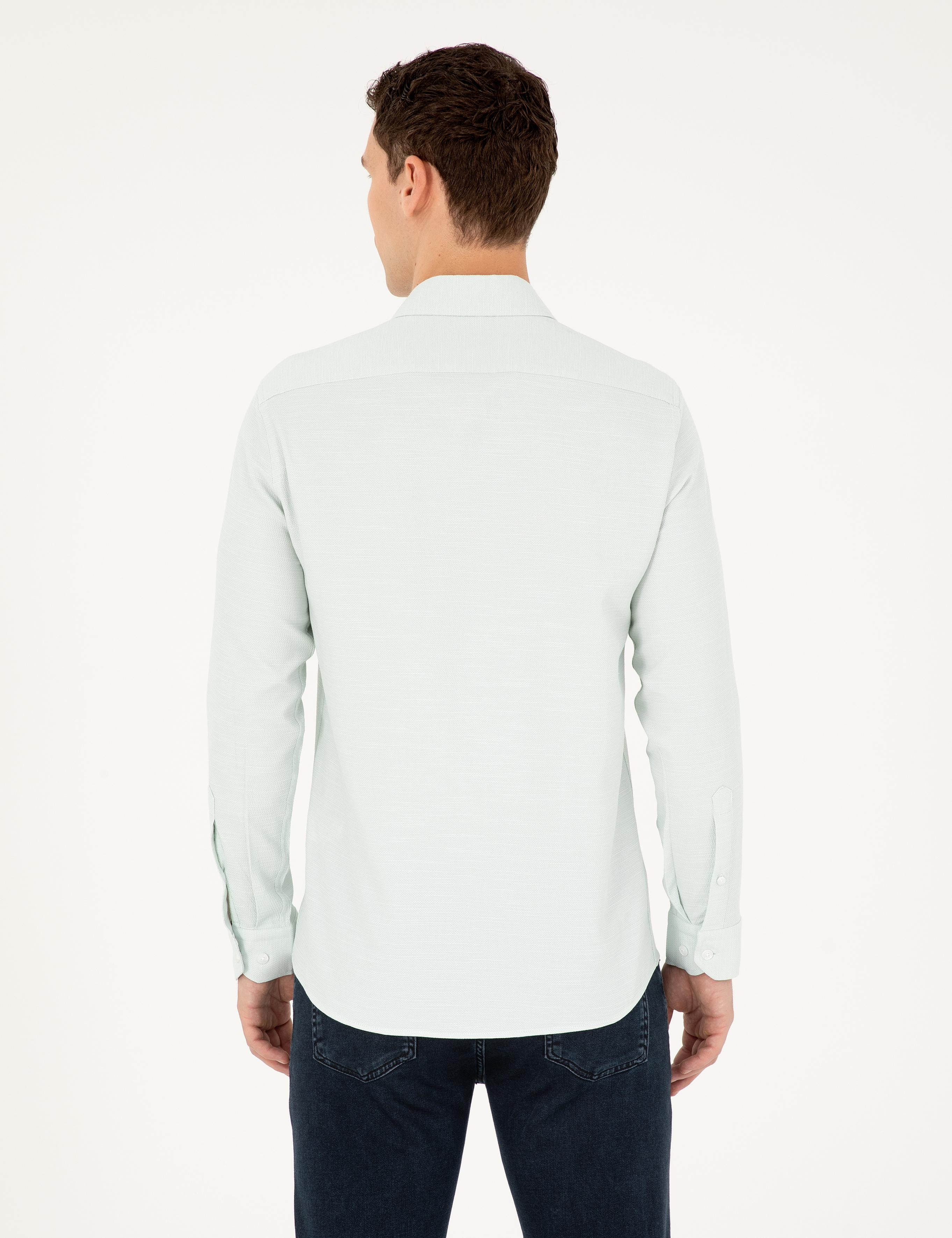 Yeşil Slim Fit Uzun Kollu Gömlek