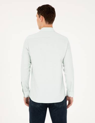 Yeşil Slim Fit Uzun Kollu Gömlek