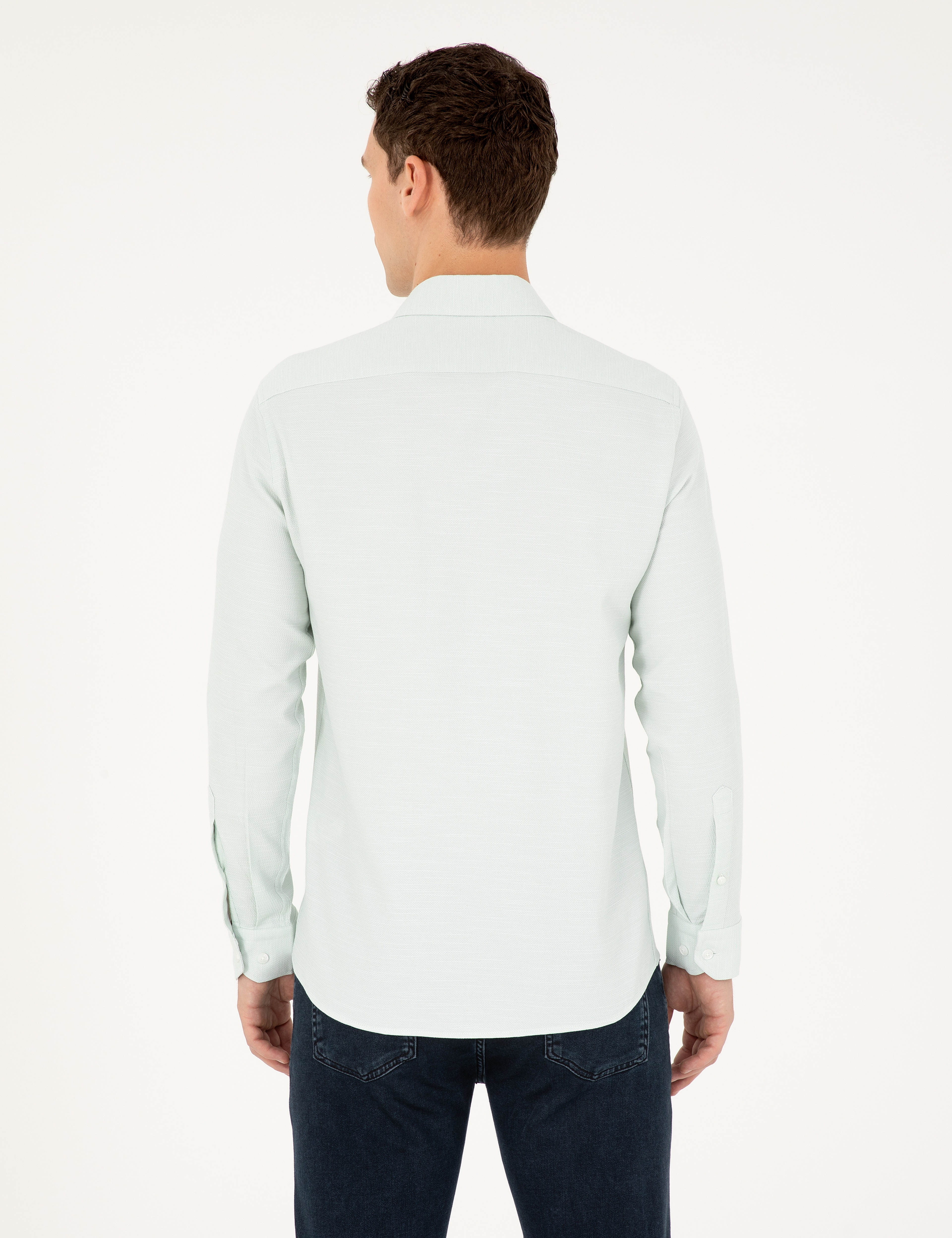 Yeşil Slim Fit Uzun Kollu Gömlek