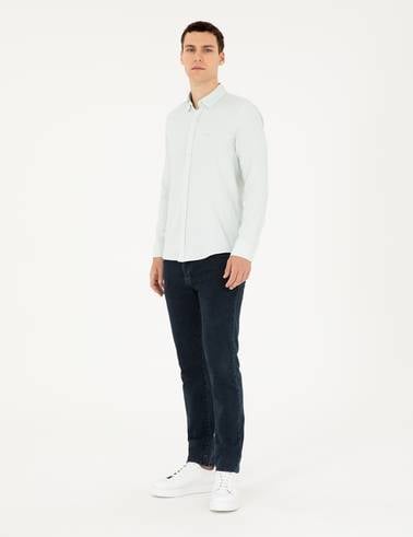 Yeşil Slim Fit Uzun Kollu Gömlek