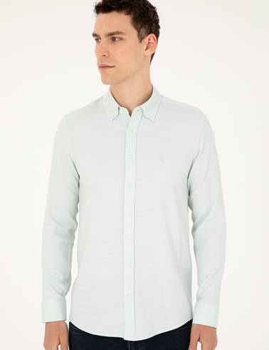 Yeşil Slim Fit Uzun Kollu Gömlek