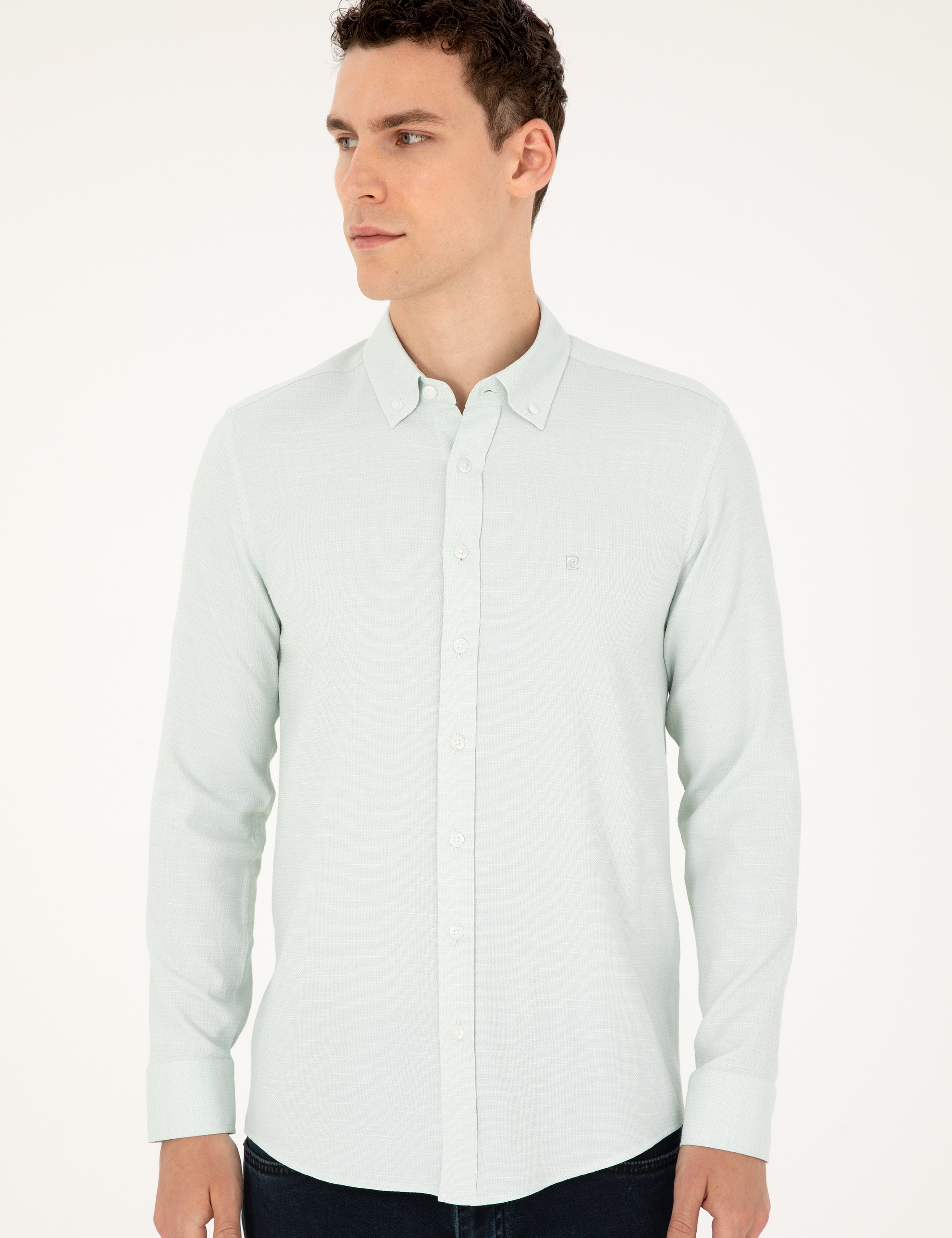 Yeşil Slim Fit Uzun Kollu Gömlek - Image 3