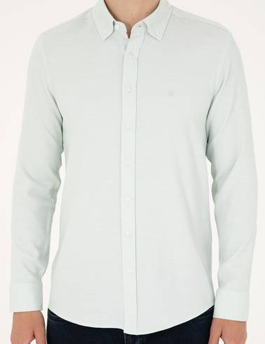 Yeşil Slim Fit Uzun Kollu Gömlek