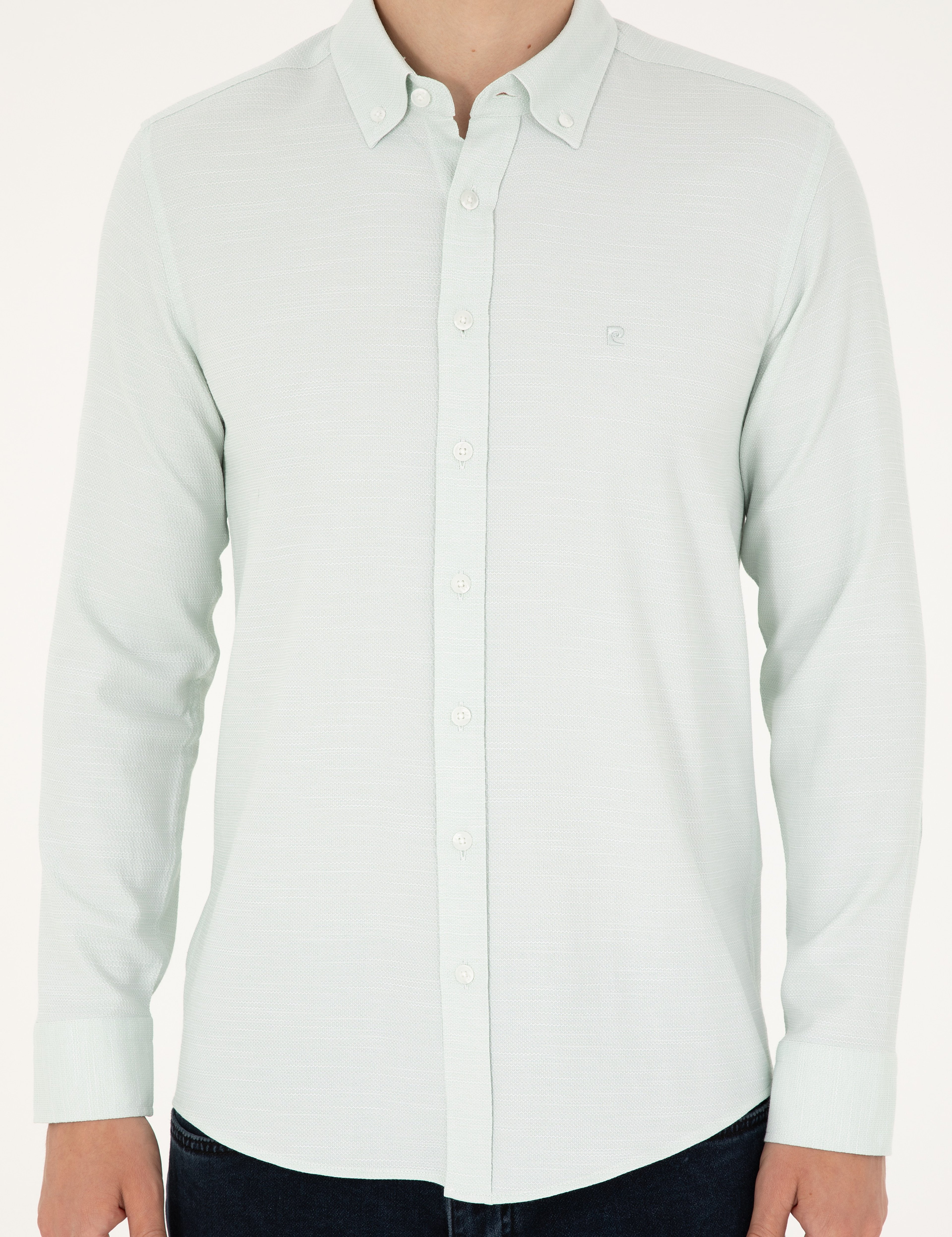 Yeşil Slim Fit Uzun Kollu Gömlek - Image 6