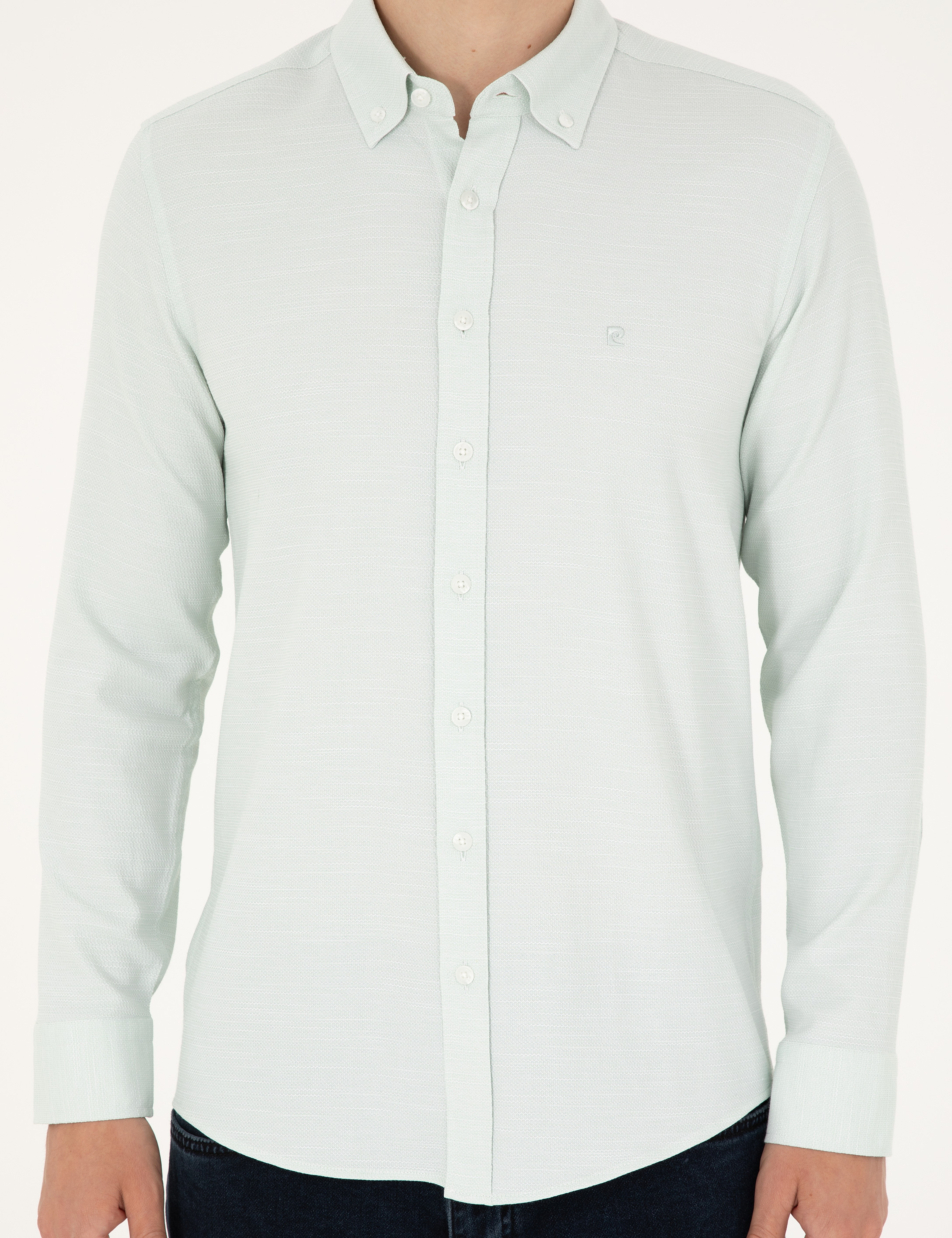 Yeşil Slim Fit Uzun Kollu Gömlek