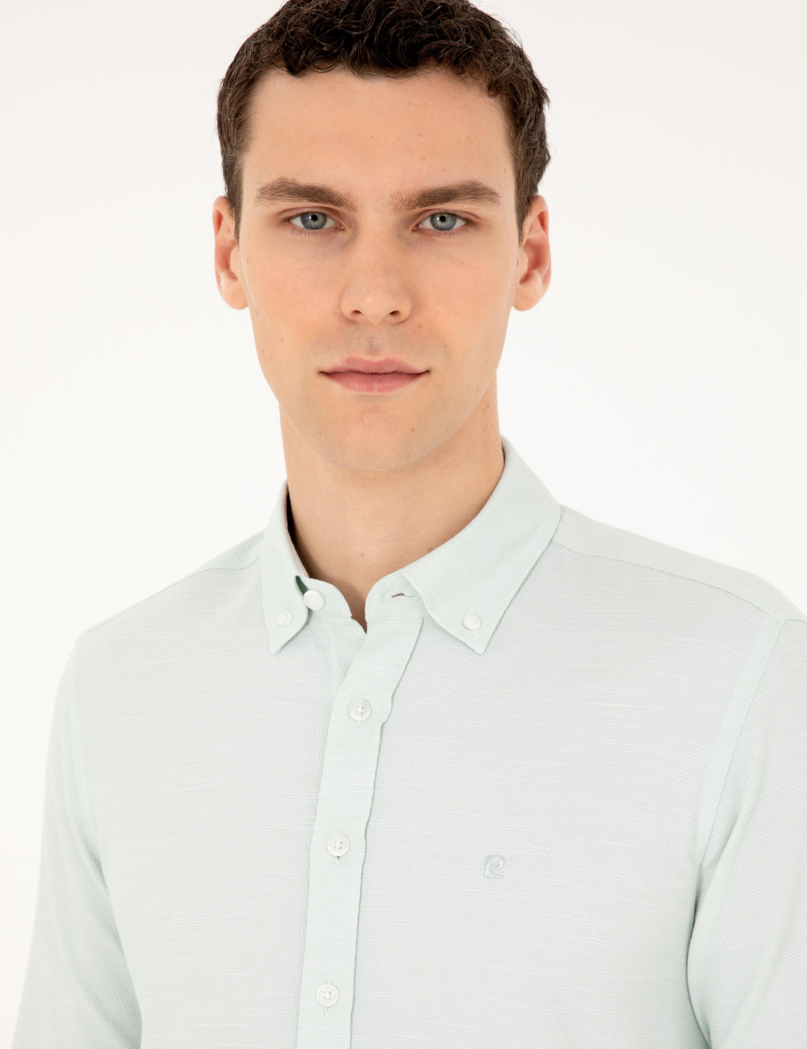 Yeşil Slim Fit Uzun Kollu Gömlek