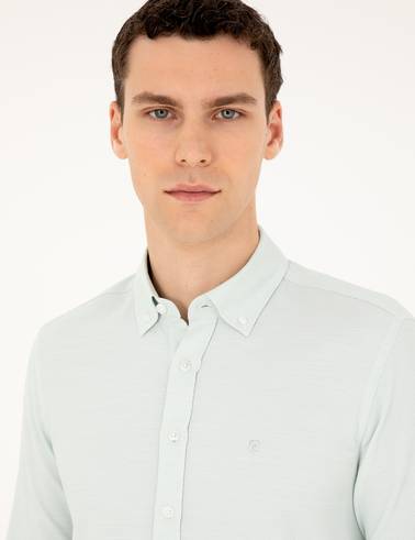 Yeşil Slim Fit Uzun Kollu Gömlek