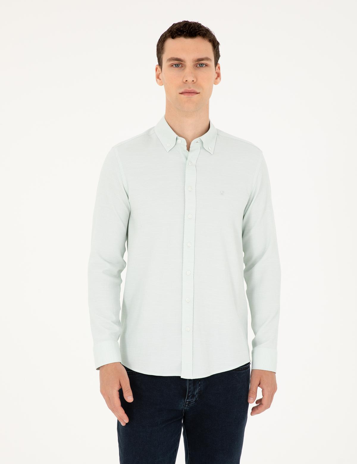 Yeşil Slim Fit Uzun Kollu Gömlek