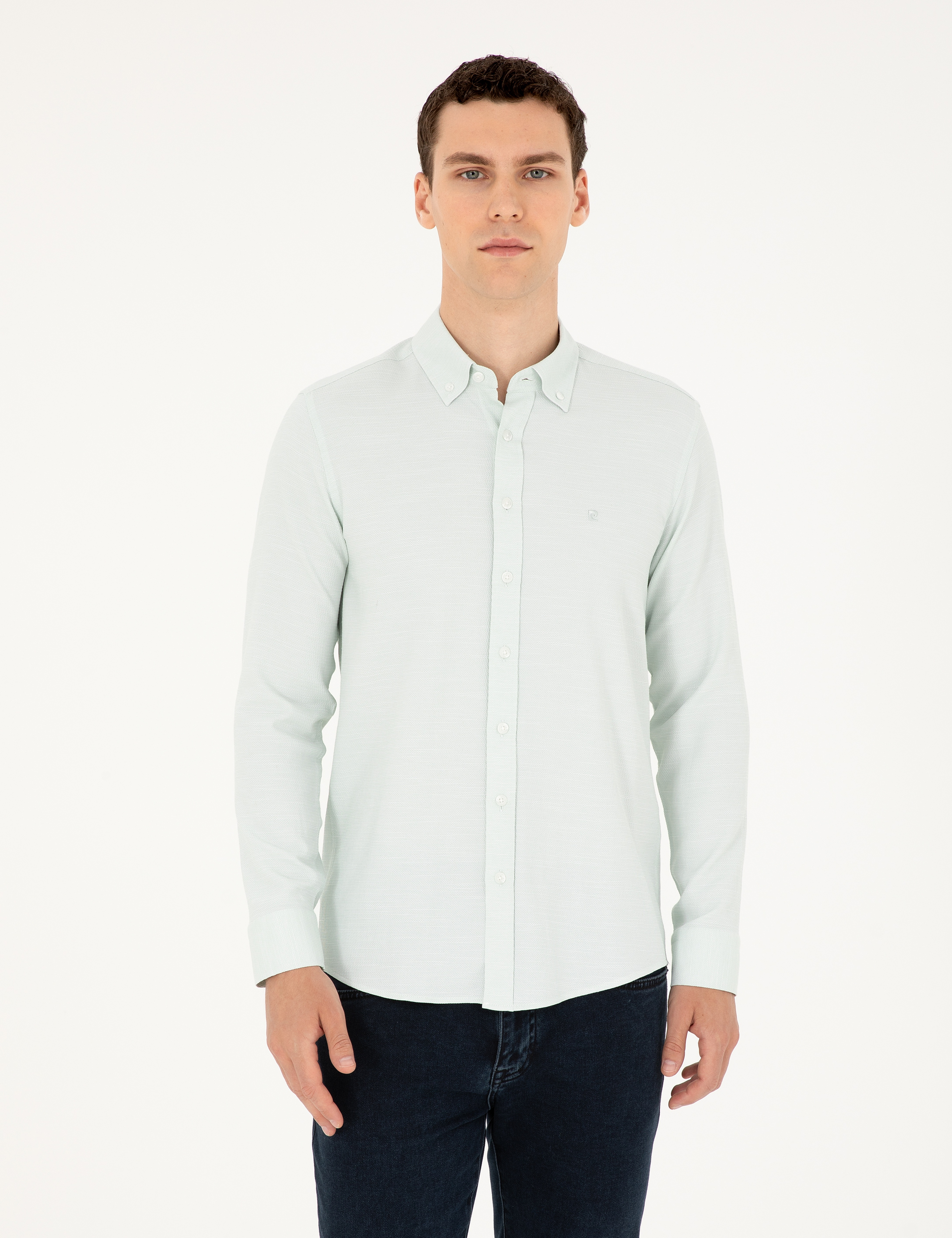 Yeşil Slim Fit Uzun Kollu Gömlek