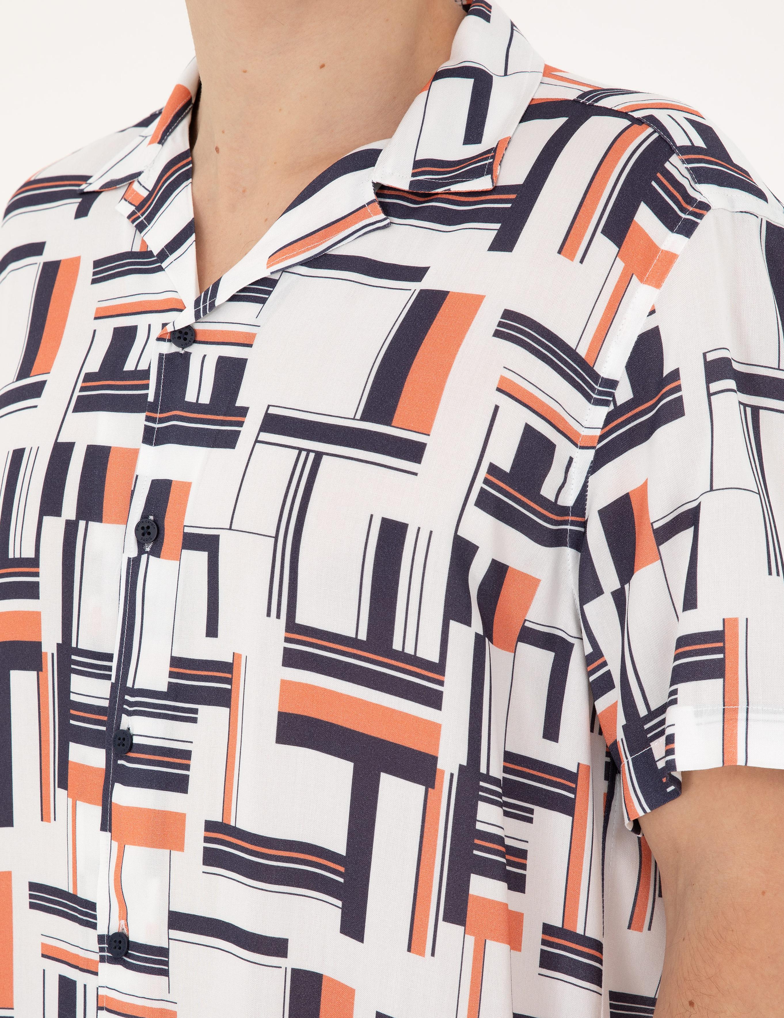 Lacivert Comfort Fit Kısa Kollu Gömlek