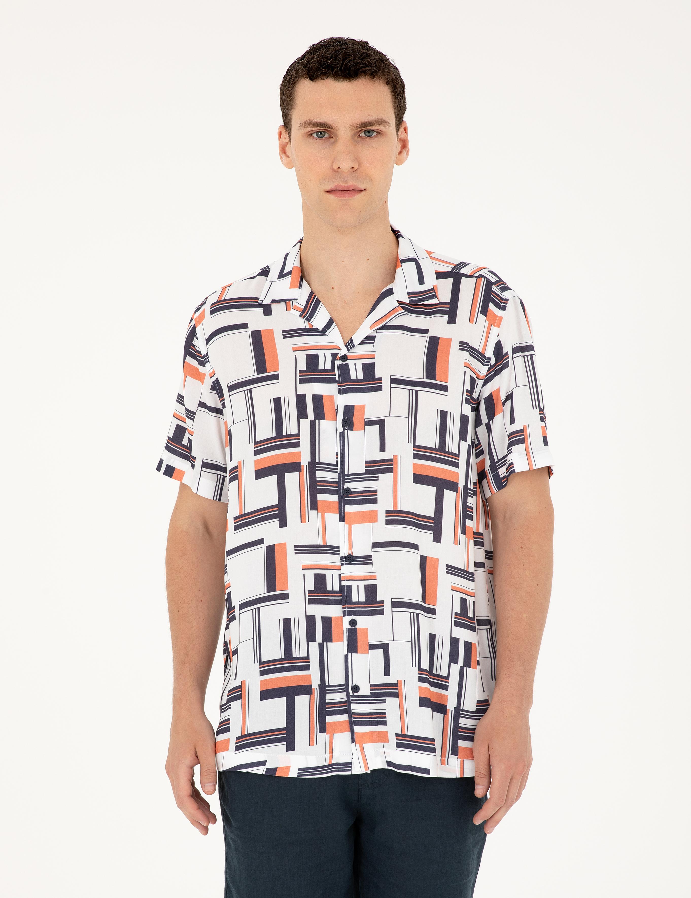 Lacivert Comfort Fit Kısa Kollu Gömlek