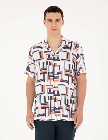 Lacivert Comfort Fit Kısa Kollu Gömlek
