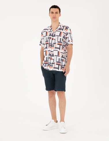 Lacivert Comfort Fit Kısa Kollu Gömlek