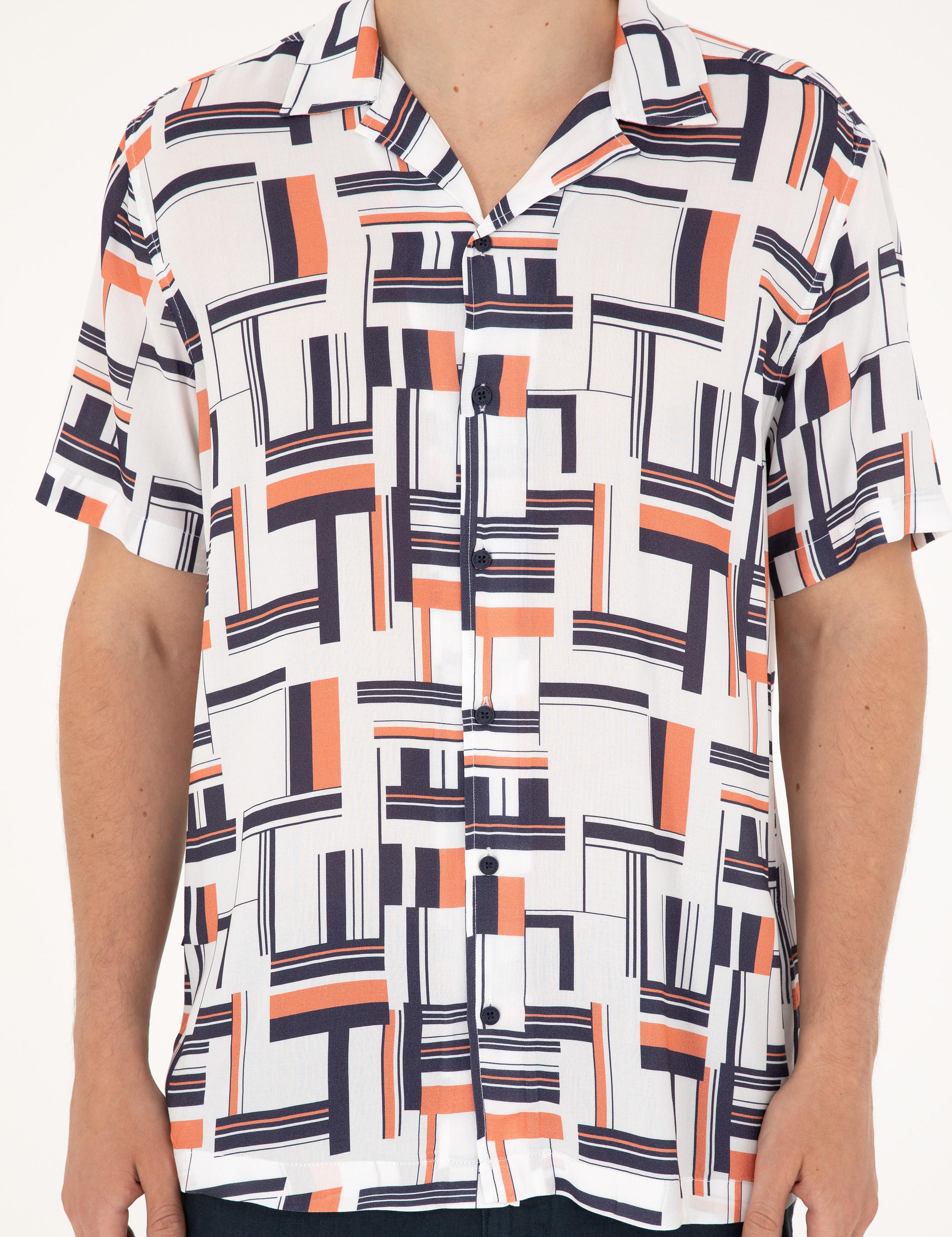 Lacivert Comfort Fit Kısa Kollu Gömlek