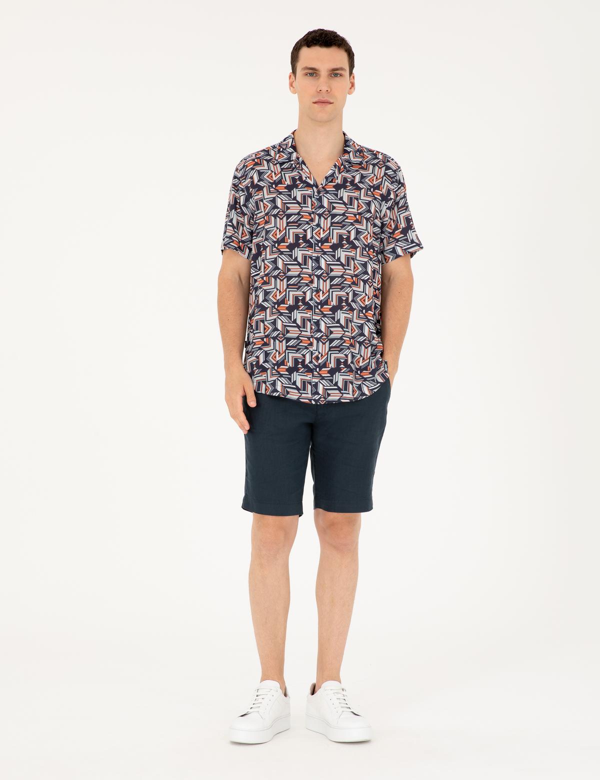 Lacivert Comfort Fit Kısa Kollu Gömlek - 50289203005