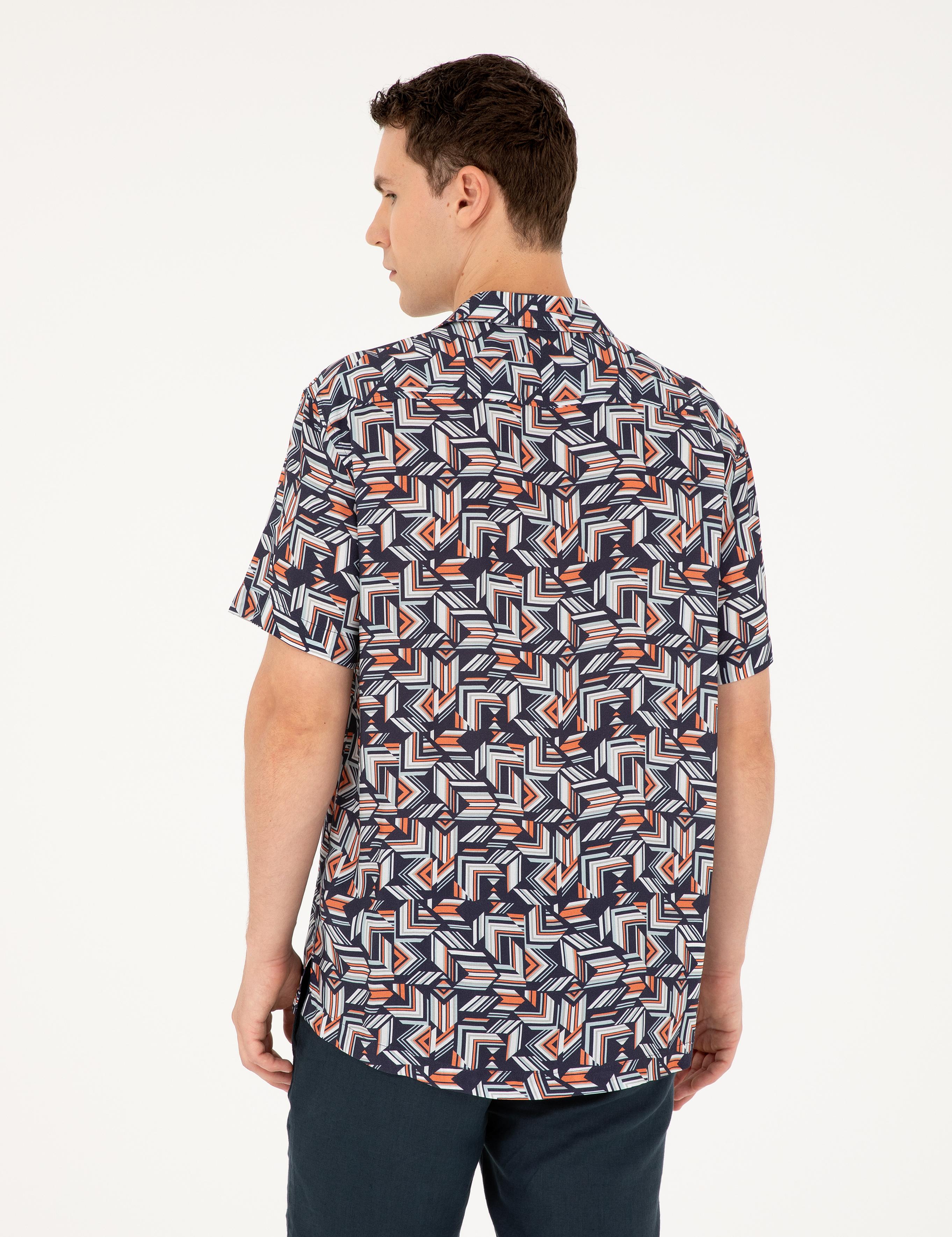 Lacivert Comfort Fit Kısa Kollu Gömlek