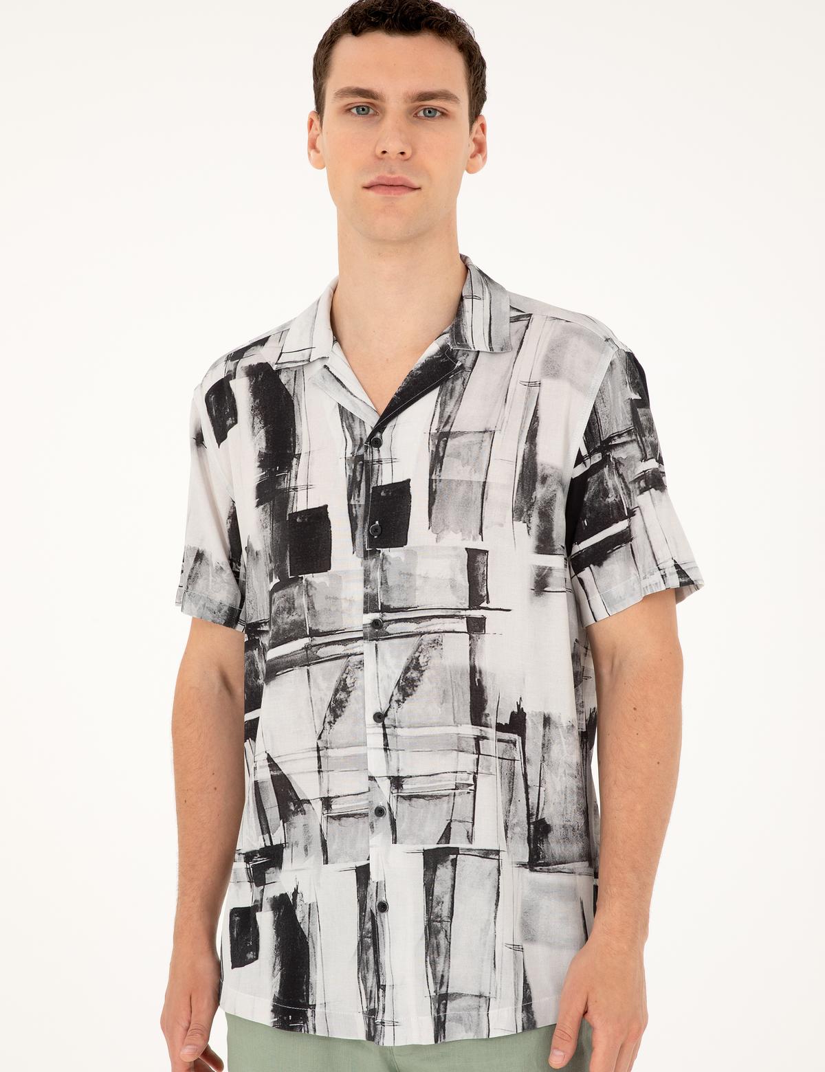 Siyah Comfort Fit Kısa Kollu Gömlek - 50289204011