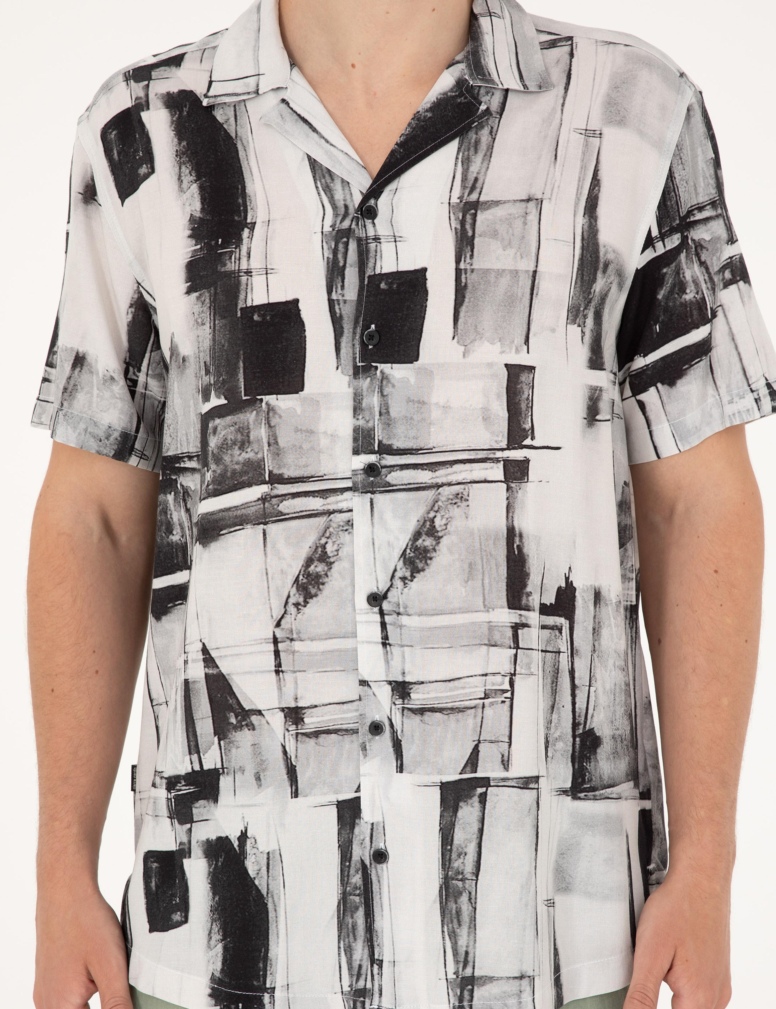 Siyah Comfort Fit Kısa Kollu Gömlek