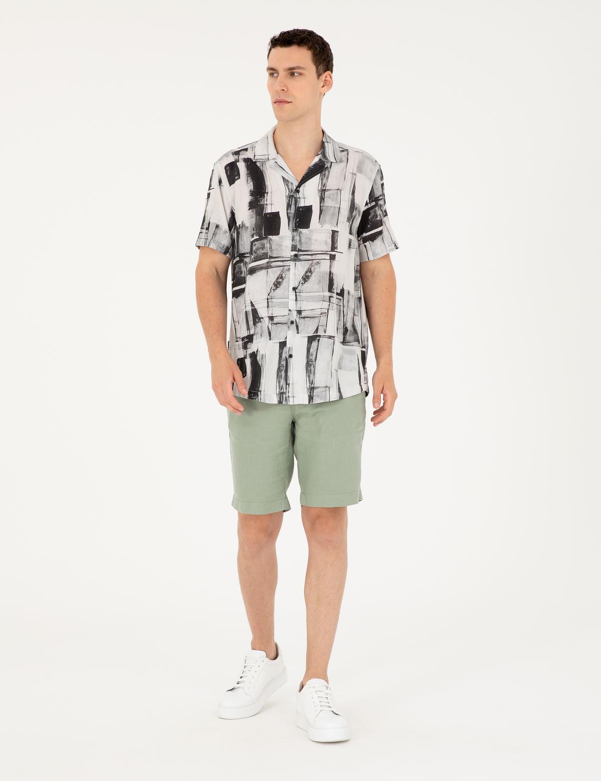 Siyah Comfort Fit Kısa Kollu Gömlek - 50289204011