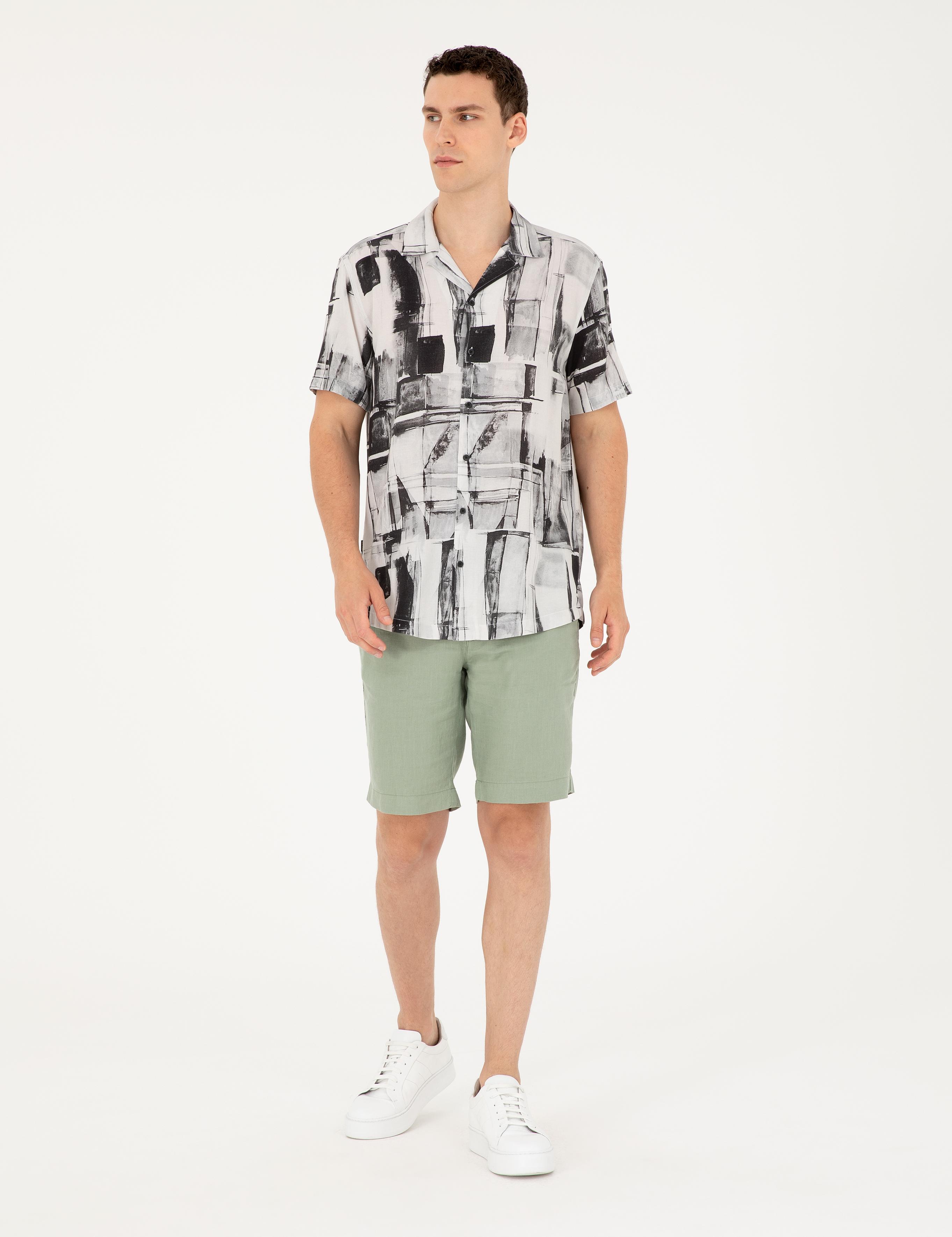 Siyah Comfort Fit Kısa Kollu Gömlek