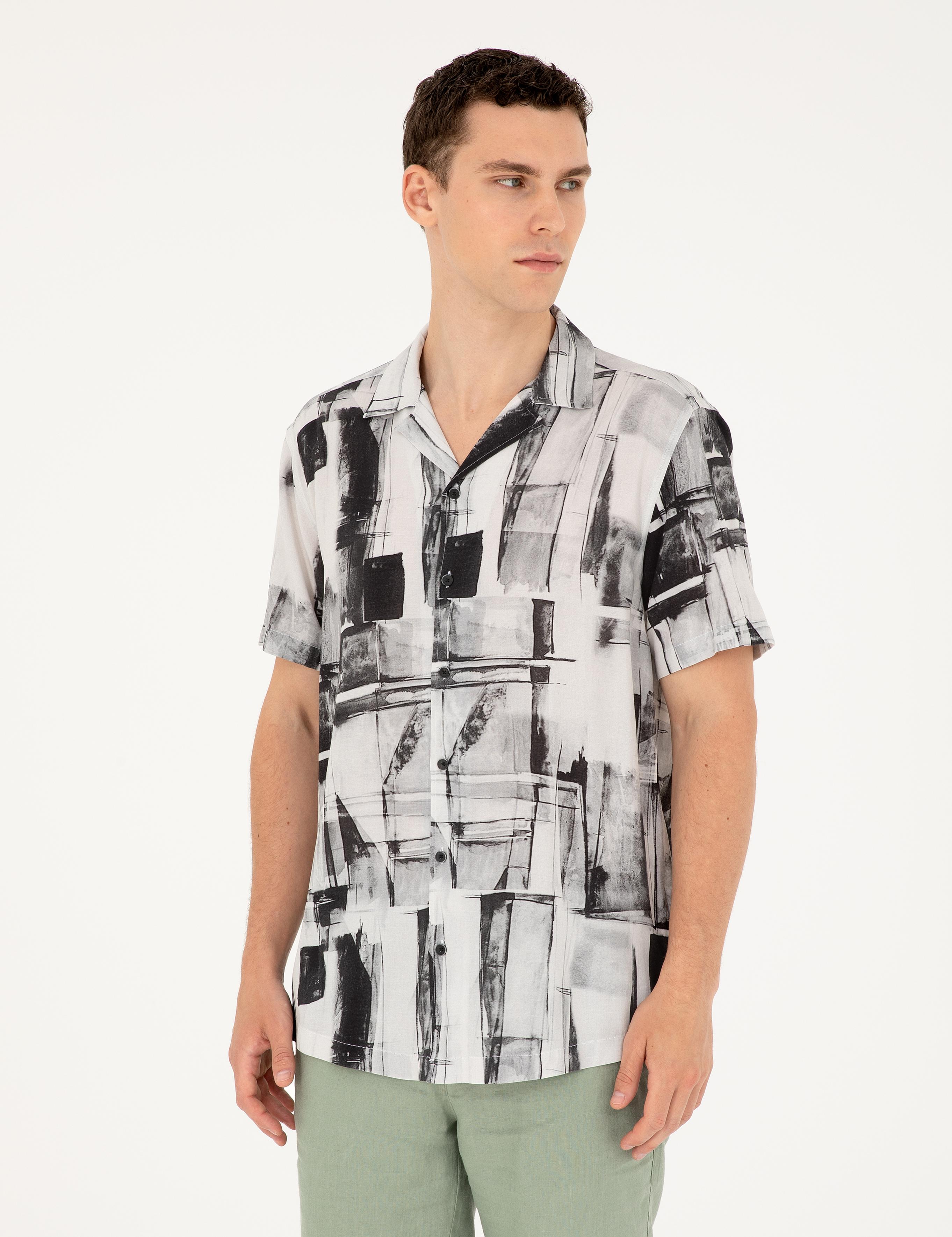 Siyah Comfort Fit Kısa Kollu Gömlek