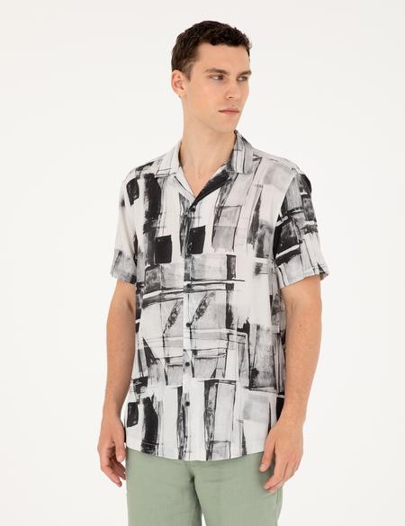 Siyah Comfort Fit Kısa Kollu Gömlek - 50289204011