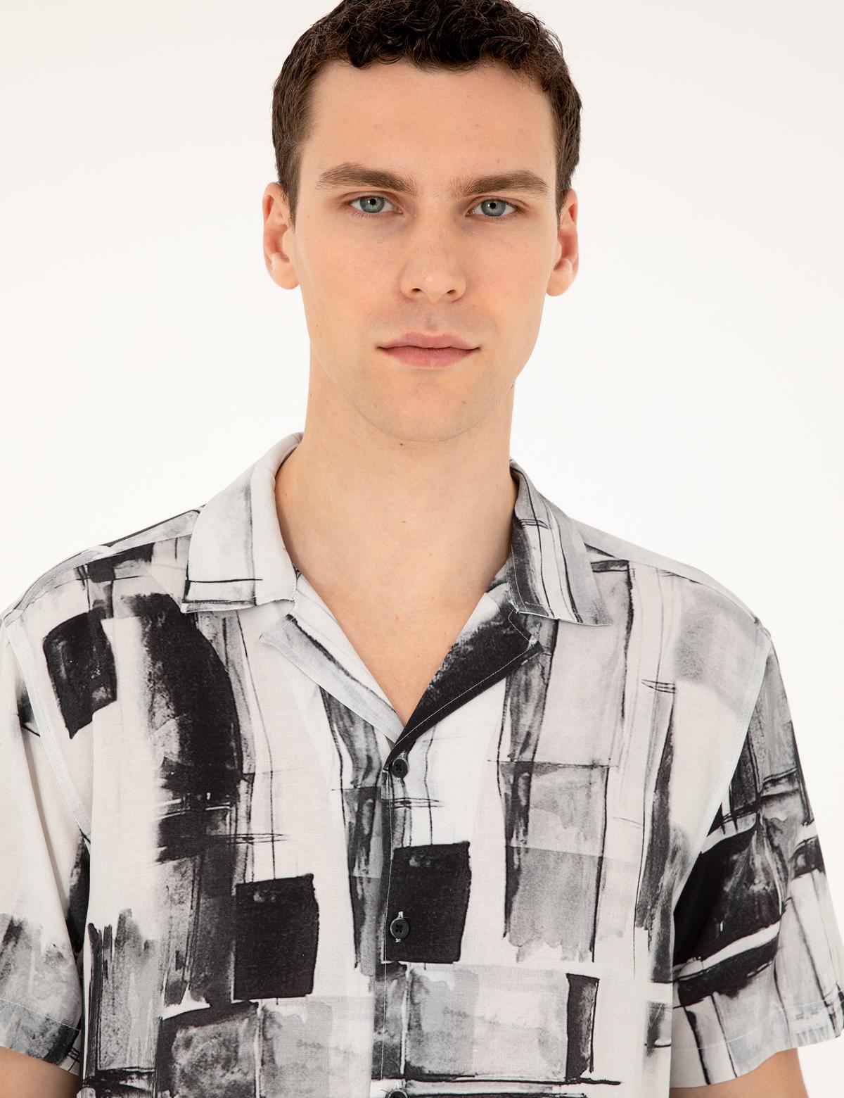 Siyah Comfort Fit Kısa Kollu Gömlek - 50289204011