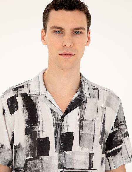 Siyah Comfort Fit Kısa Kollu Gömlek - 50289204011