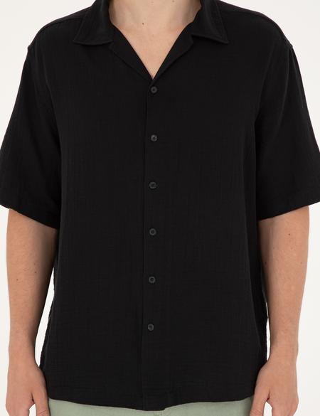 Siyah Oversize Kısa Kollu Gömlek - 50289667001