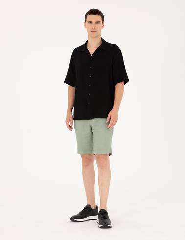Siyah Oversize Kısa Kollu Gömlek