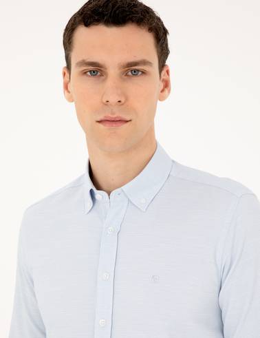 Açık Mavi Slim Fit Uzun Kollu Gömlek