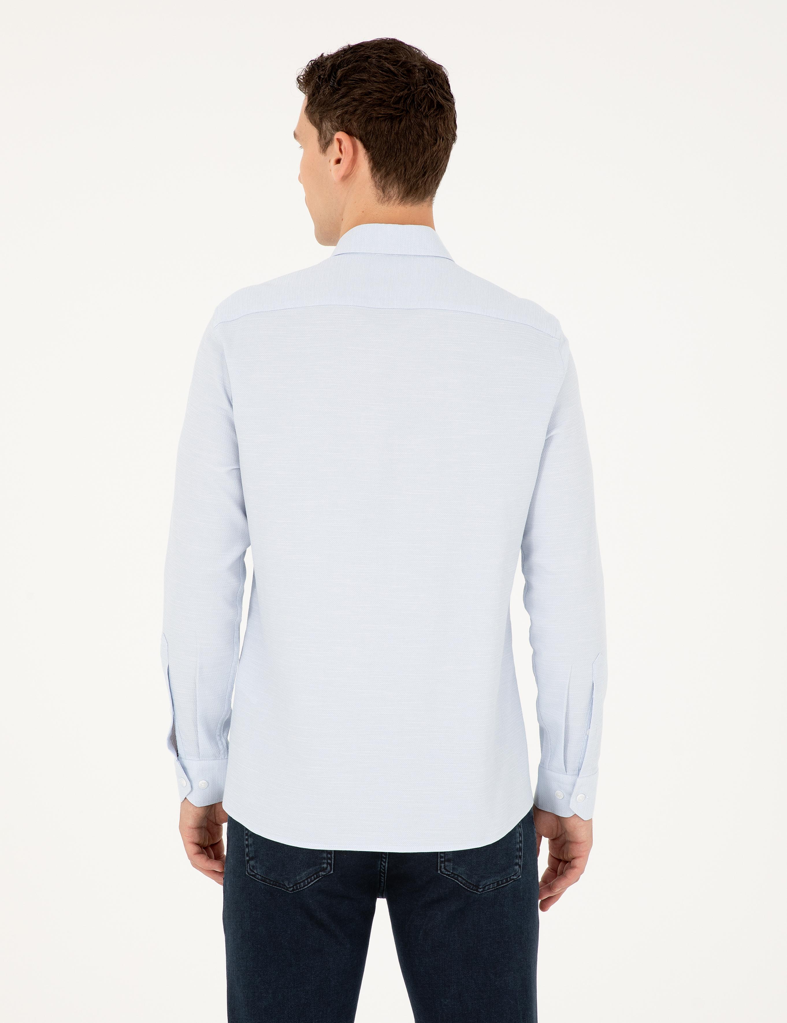 Açık Mavi Slim Fit Uzun Kollu Gömlek